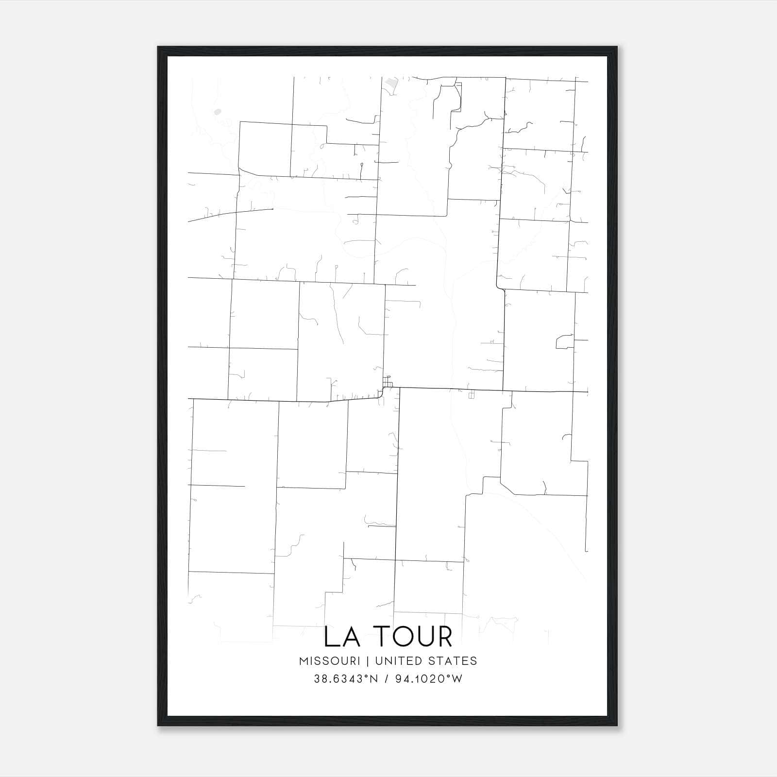 La Tour Missouri Map Poster, Modern Home Decor Wall Art Print La Tour Missouri Map Poster, Modern Home Decor Wall Art Print