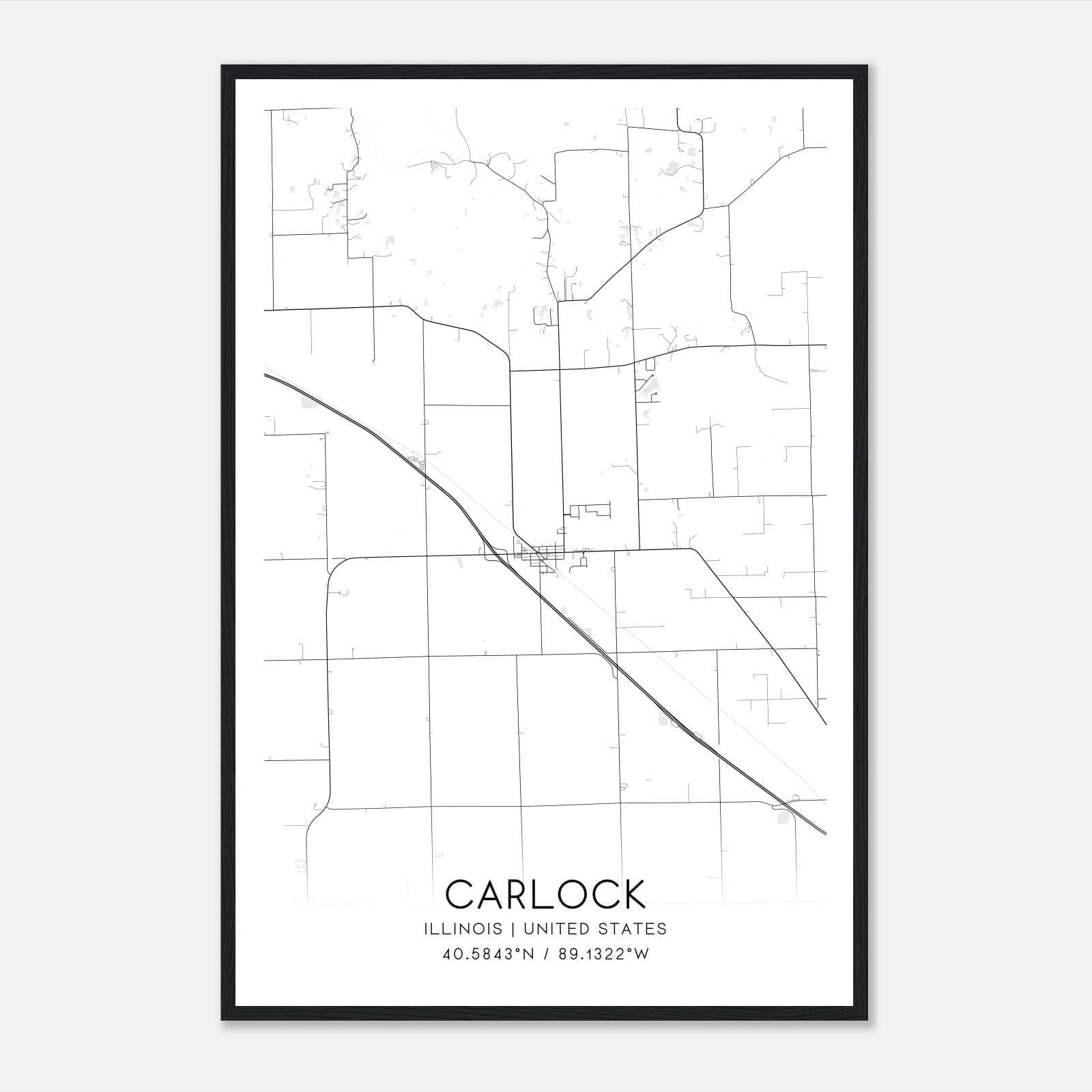 Carlock Illinois Map Poster, Modern Home Decor Wall Art Print Carlock Illinois Map Poster, Modern Home Decor Wall Art Print