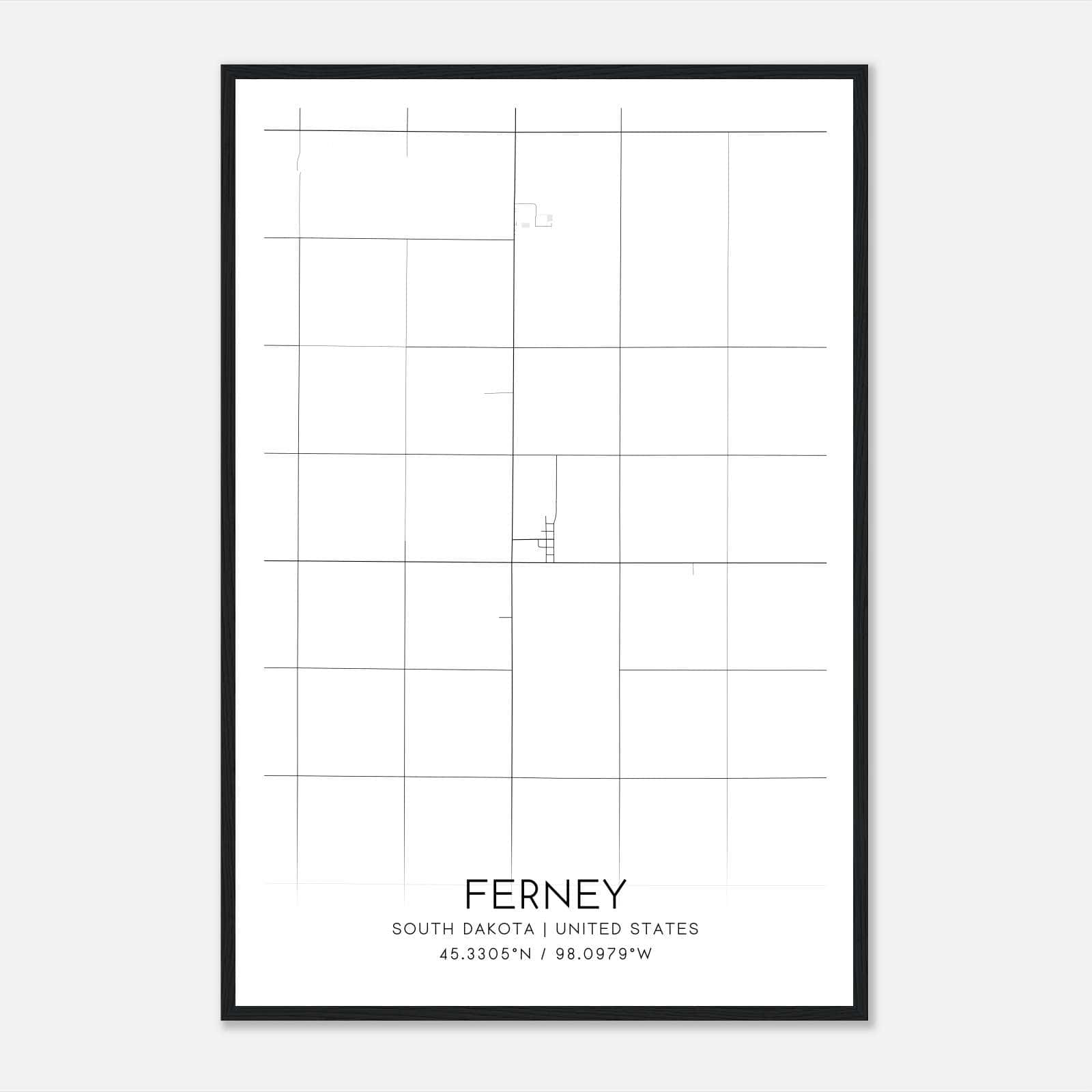 Ferney South Dakota Map Poster, Modern Home Decor Wall Art Print Ferney South Dakota Map Poster, Modern Home Decor Wall Art Print