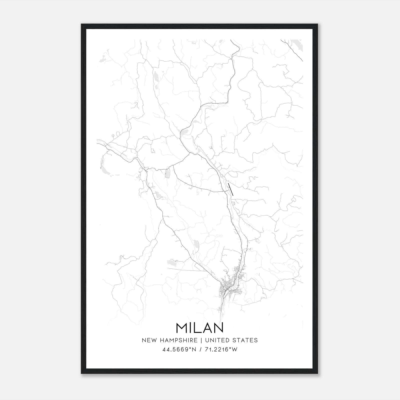 Milan New Hampshire Map Poster, Modern Home Decor Wall Art Print Milan New Hampshire Map Poster, Modern Home Decor Wall Art Print