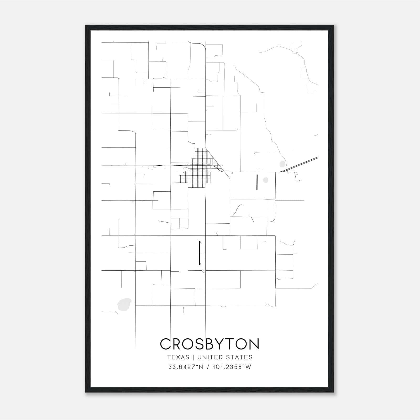 Crosbyton Texas Map Poster, Modern Home Decor Wall Art Print Crosbyton Texas Map Poster, Modern Home Decor Wall Art Print