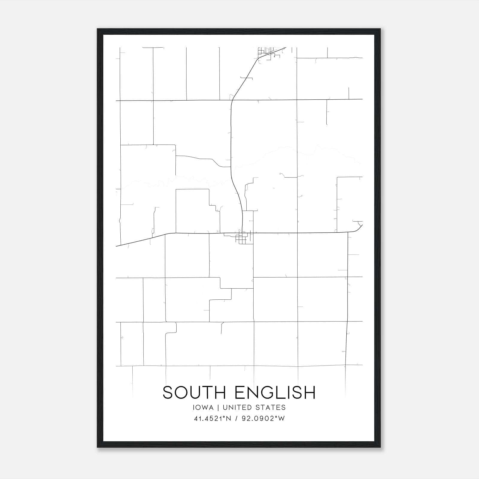South English Iowa Map Poster, Modern Home Decor Wall Art Print South English Iowa Map Poster, Modern Home Decor Wall Art Print