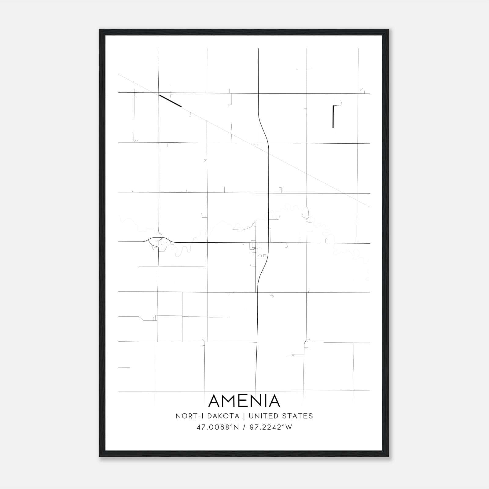 Amenia North Dakota Map Poster, Modern Home Decor Wall Art Print Amenia North Dakota Map Poster, Modern Home Decor Wall Art Print