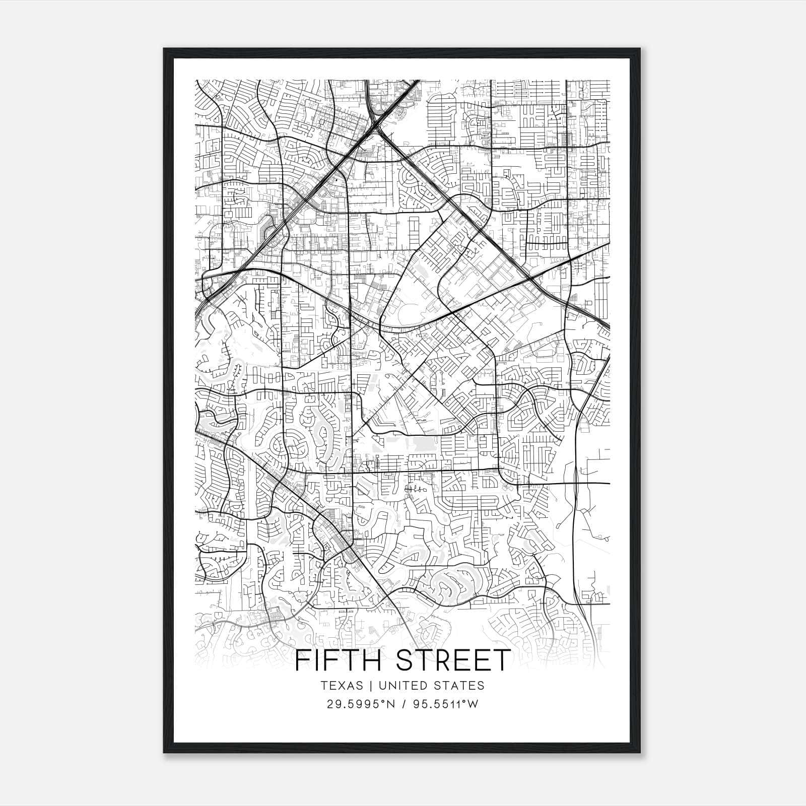 Fifth Street Texas Map Poster, Modern Home Decor Wall Art Print Fifth Street Texas Map Poster, Modern Home Decor Wall Art Print