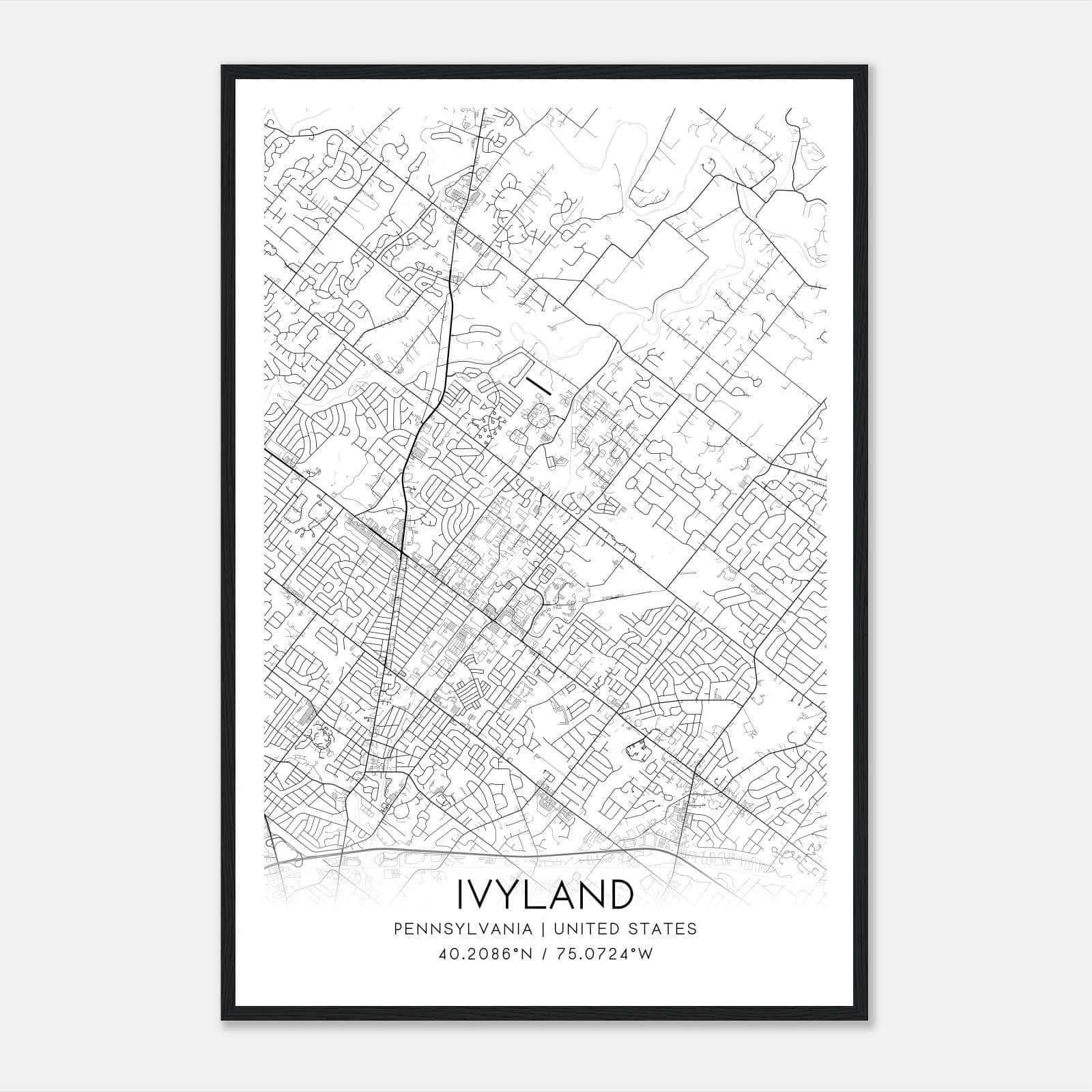 Ivyland Pennsylvania Map Poster, Modern Home Decor Wall Art Print Ivyland Pennsylvania Map Poster, Modern Home Decor Wall Art Print