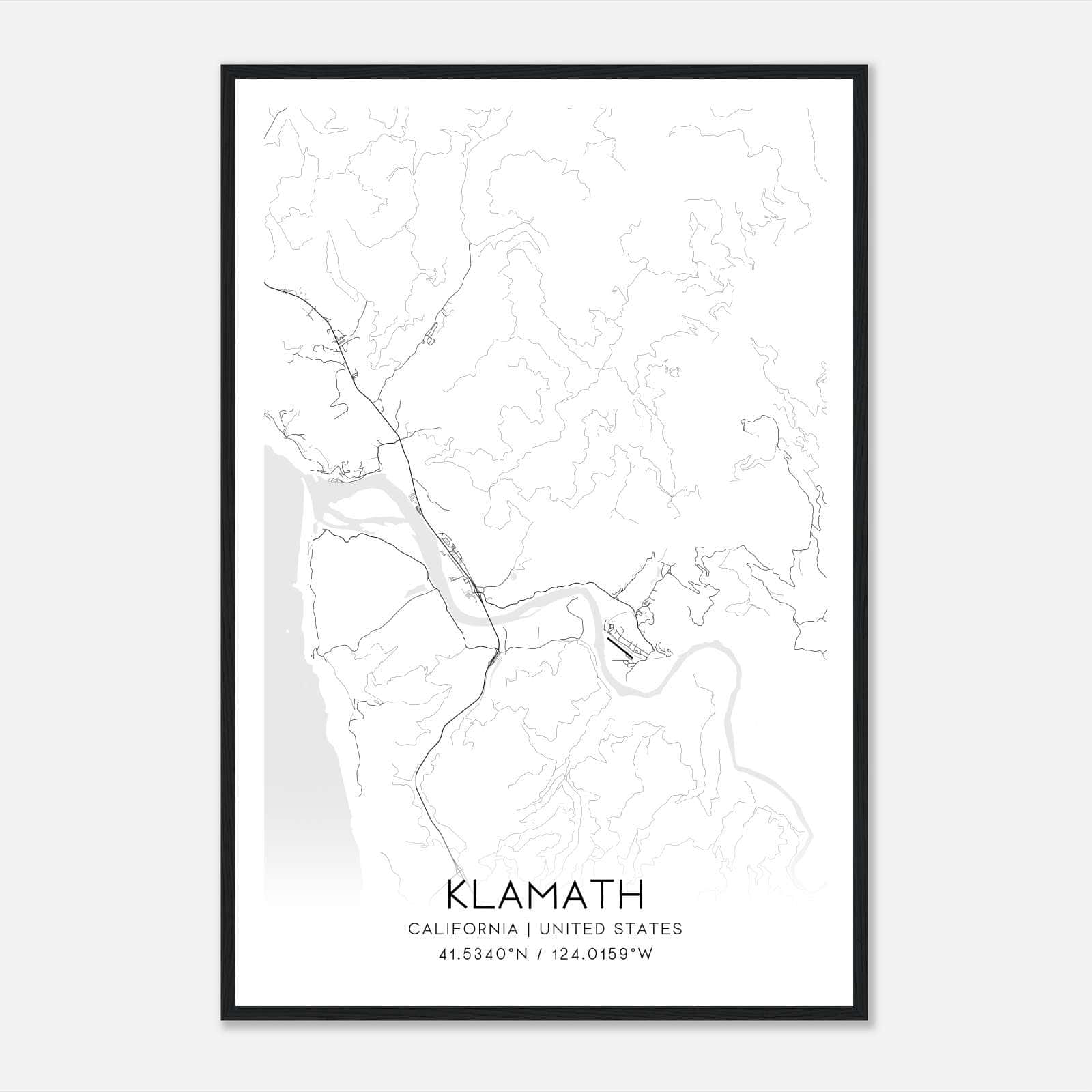 Klamath California Map Poster, Modern Home Decor Wall Art Print Klamath California Map Poster, Modern Home Decor Wall Art Print