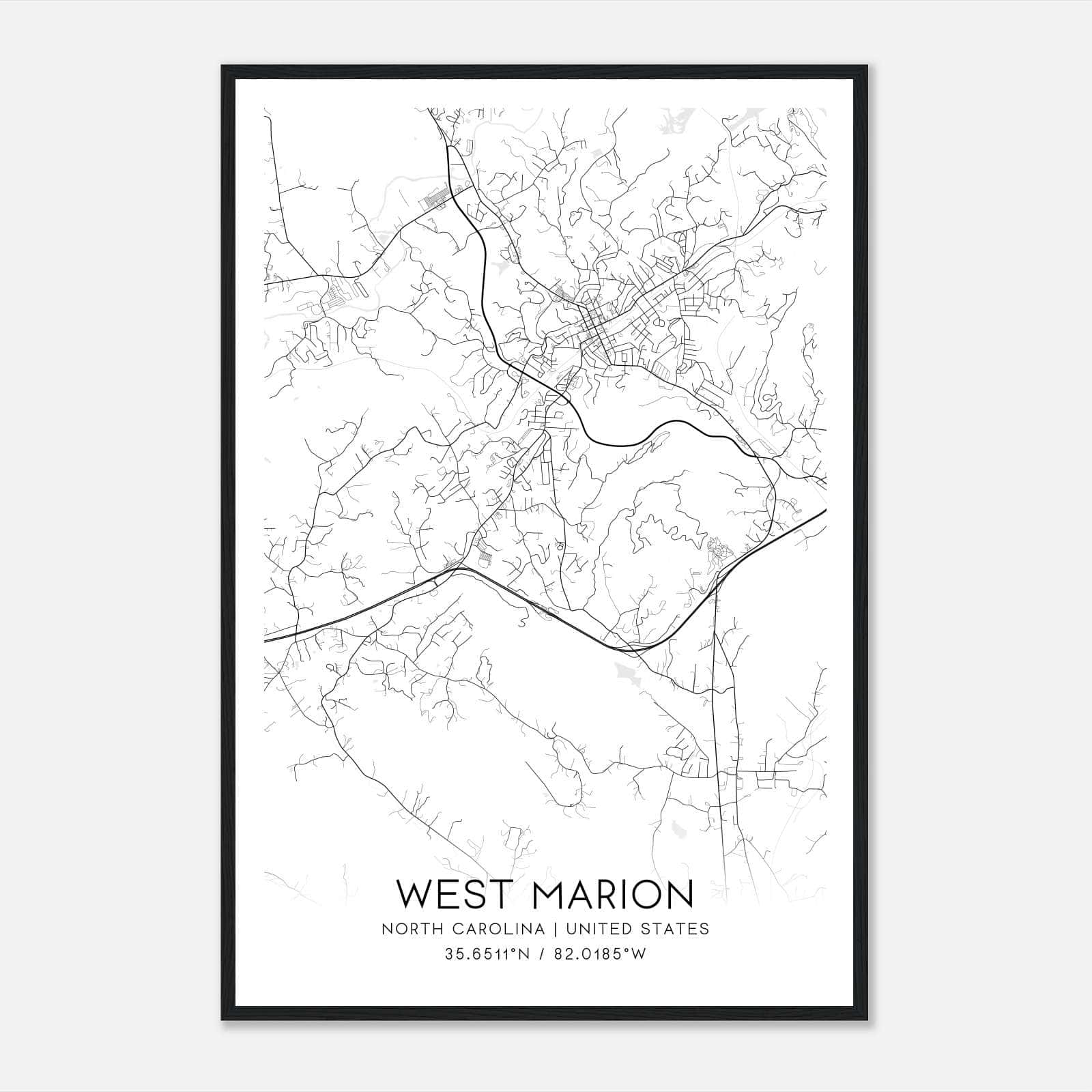 West Marion North Carolina Map Poster, Modern Home Decor Wall Art Print West Marion North Carolina Map Poster, Modern Home Decor Wall Art Print