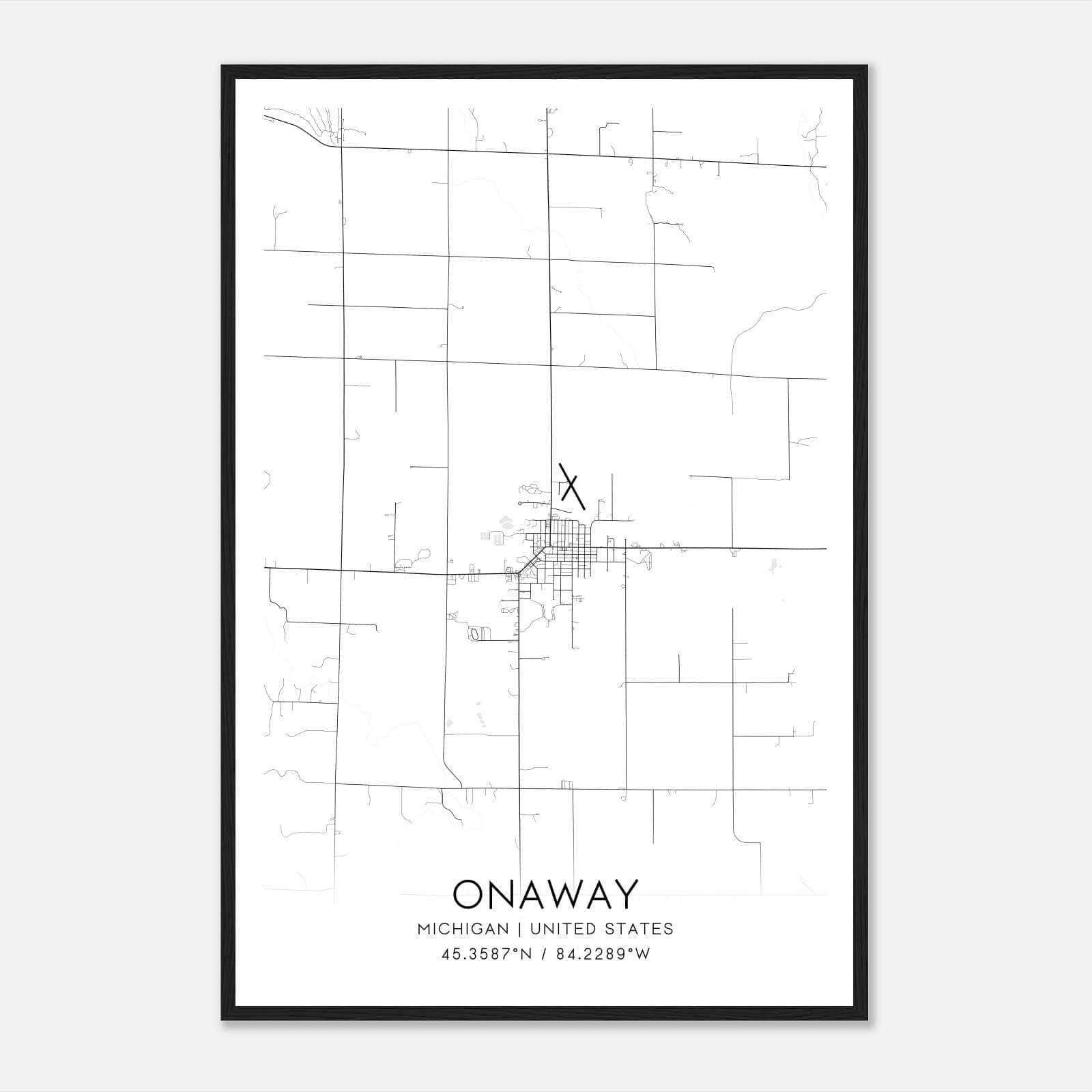 Onaway Michigan Map Poster, Modern Home Decor Wall Art Print Onaway Michigan Map Poster, Modern Home Decor Wall Art Print