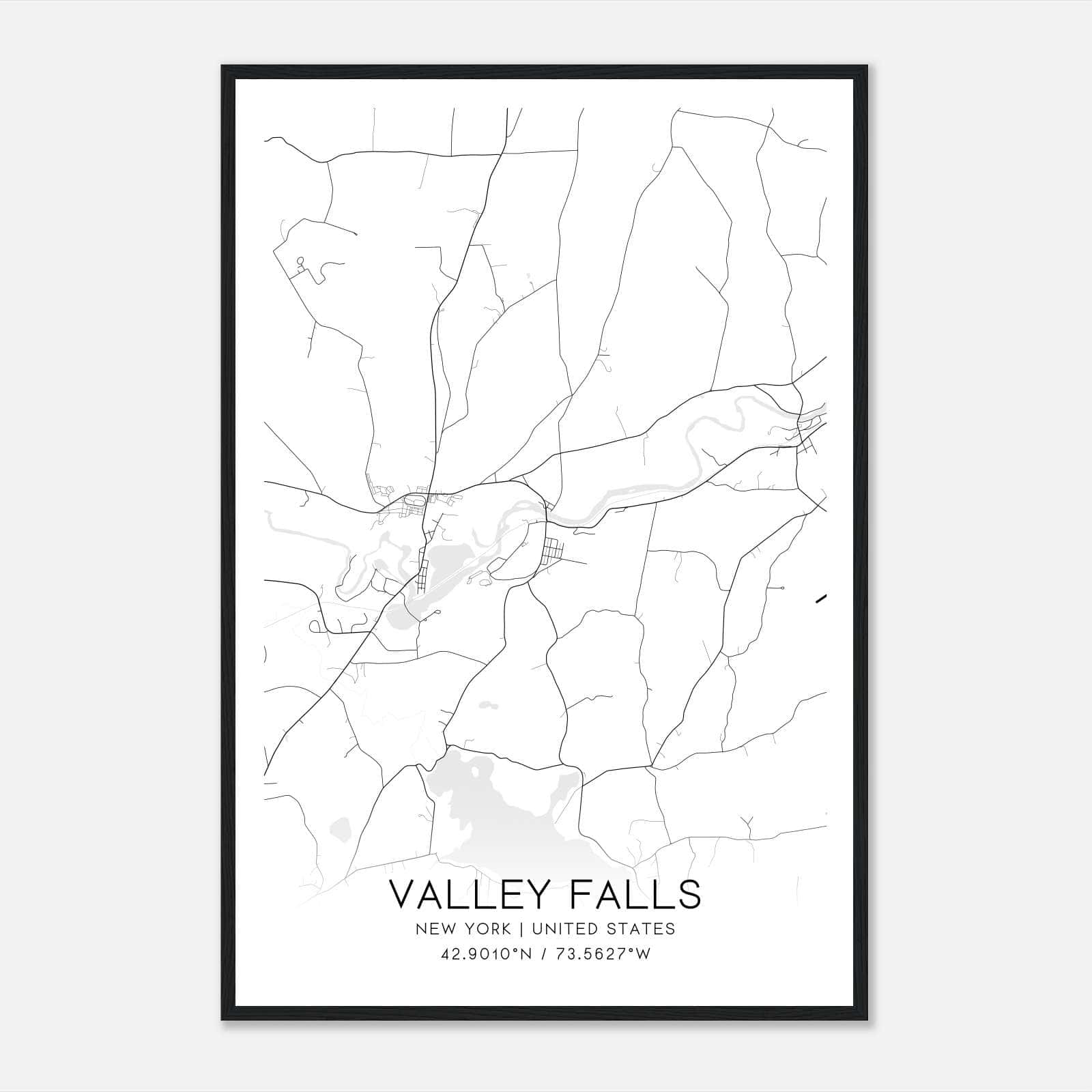 Valley Falls New York Map Poster, Modern Home Decor Wall Art Print Valley Falls New York Map Poster, Modern Home Decor Wall Art Print