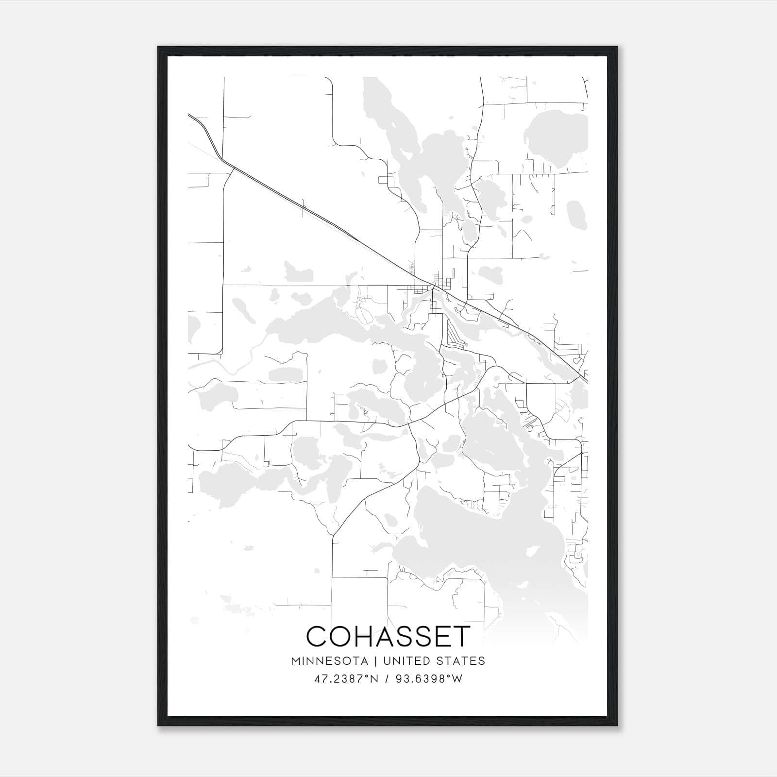 Cohasset Minnesota Map Poster, Modern Home Decor Wall Art Print Cohasset Minnesota Map Poster, Modern Home Decor Wall Art Print
