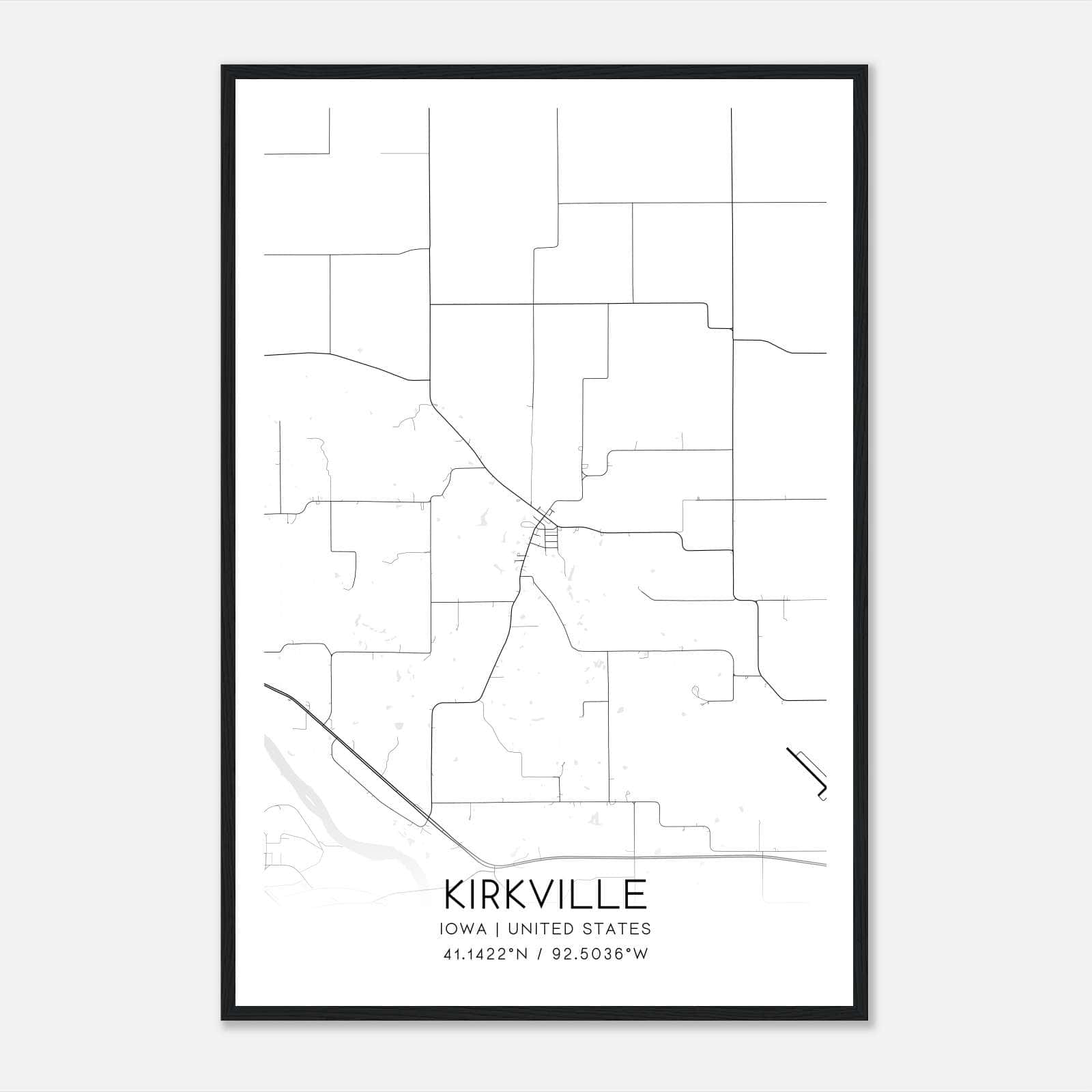 Kirkville Iowa Map Poster, Modern Home Decor Wall Art Print Kirkville Iowa Map Poster, Modern Home Decor Wall Art Print