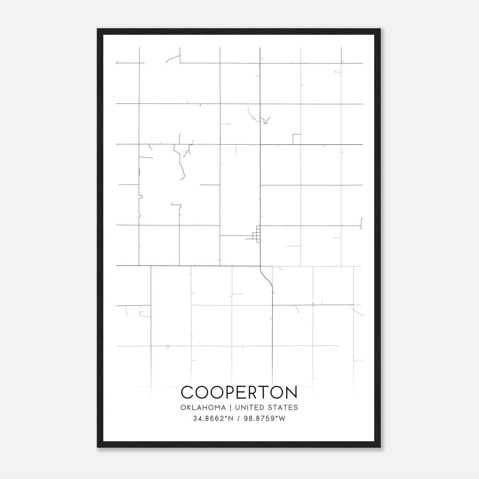 Cooperton Oklahoma Map Poster, Modern Home Decor Wall Art Print Cooperton Oklahoma Map Poster, Modern Home Decor Wall Art Print