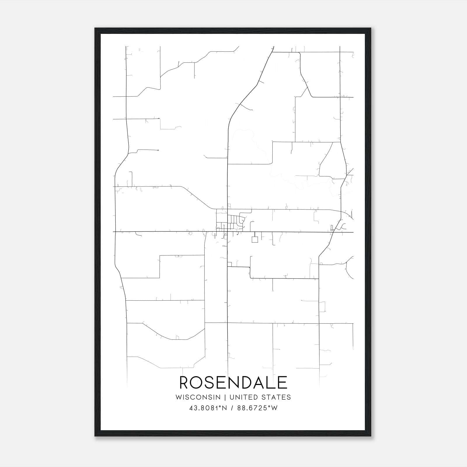 Rosendale Wisconsin Map Poster, Modern Home Decor Wall Art Print Rosendale Wisconsin Map Poster, Modern Home Decor Wall Art Print