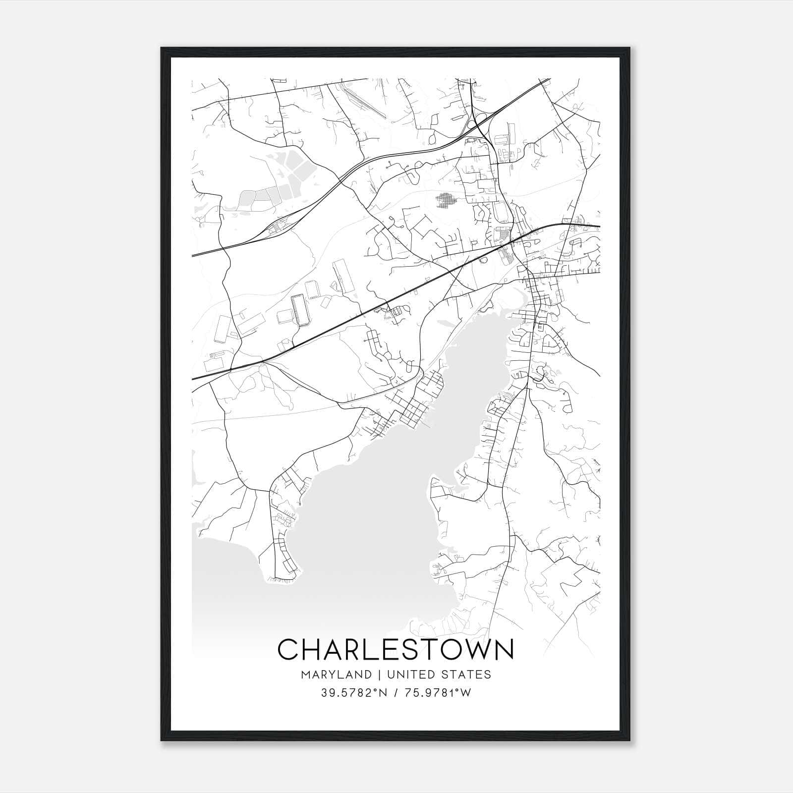 Charlestown Maryland Map Poster, Modern Home Decor Wall Art Print Charlestown Maryland Map Poster, Modern Home Decor Wall Art Print