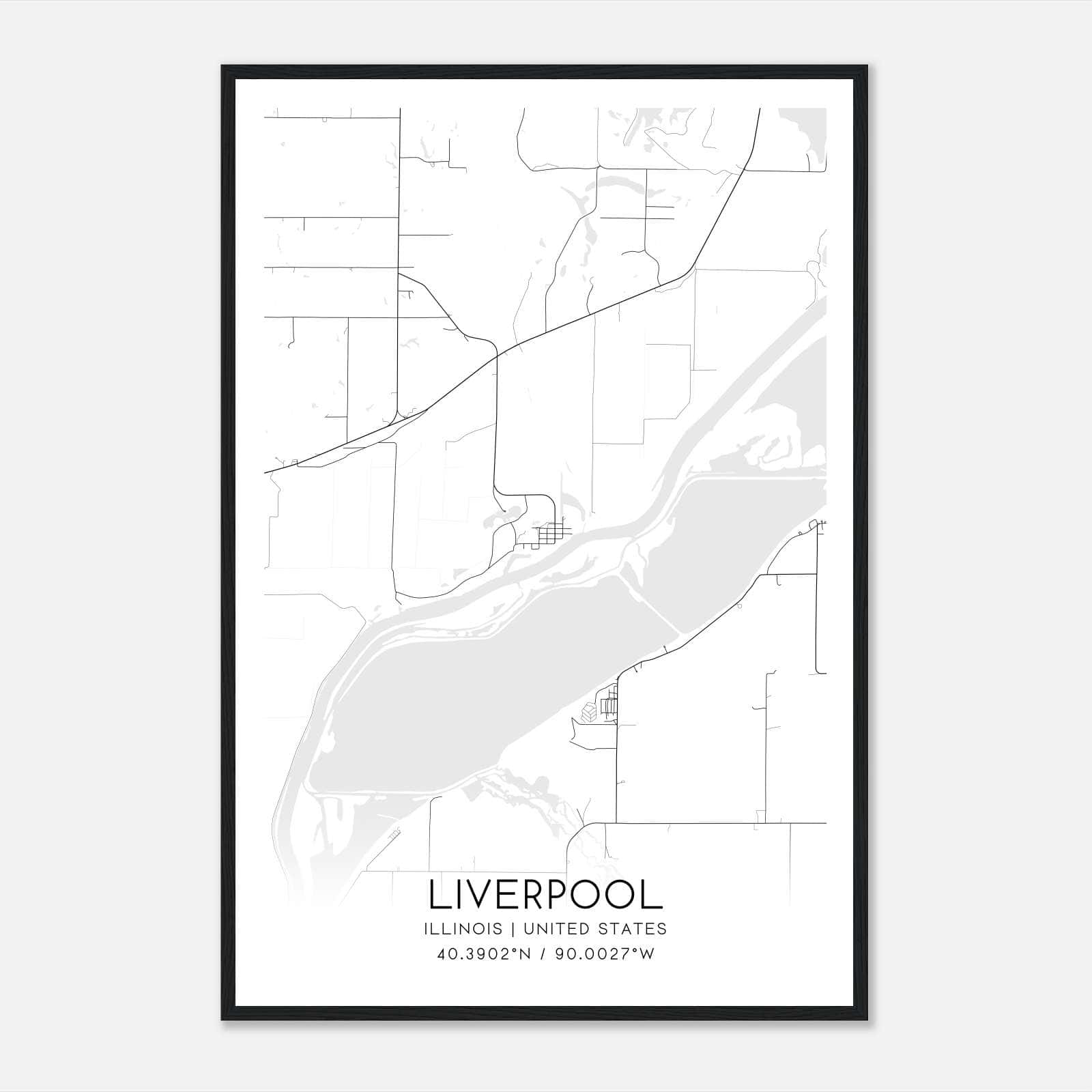 Liverpool Illinois Map Poster, Modern Home Decor Wall Art Print Liverpool Illinois Map Poster, Modern Home Decor Wall Art Print