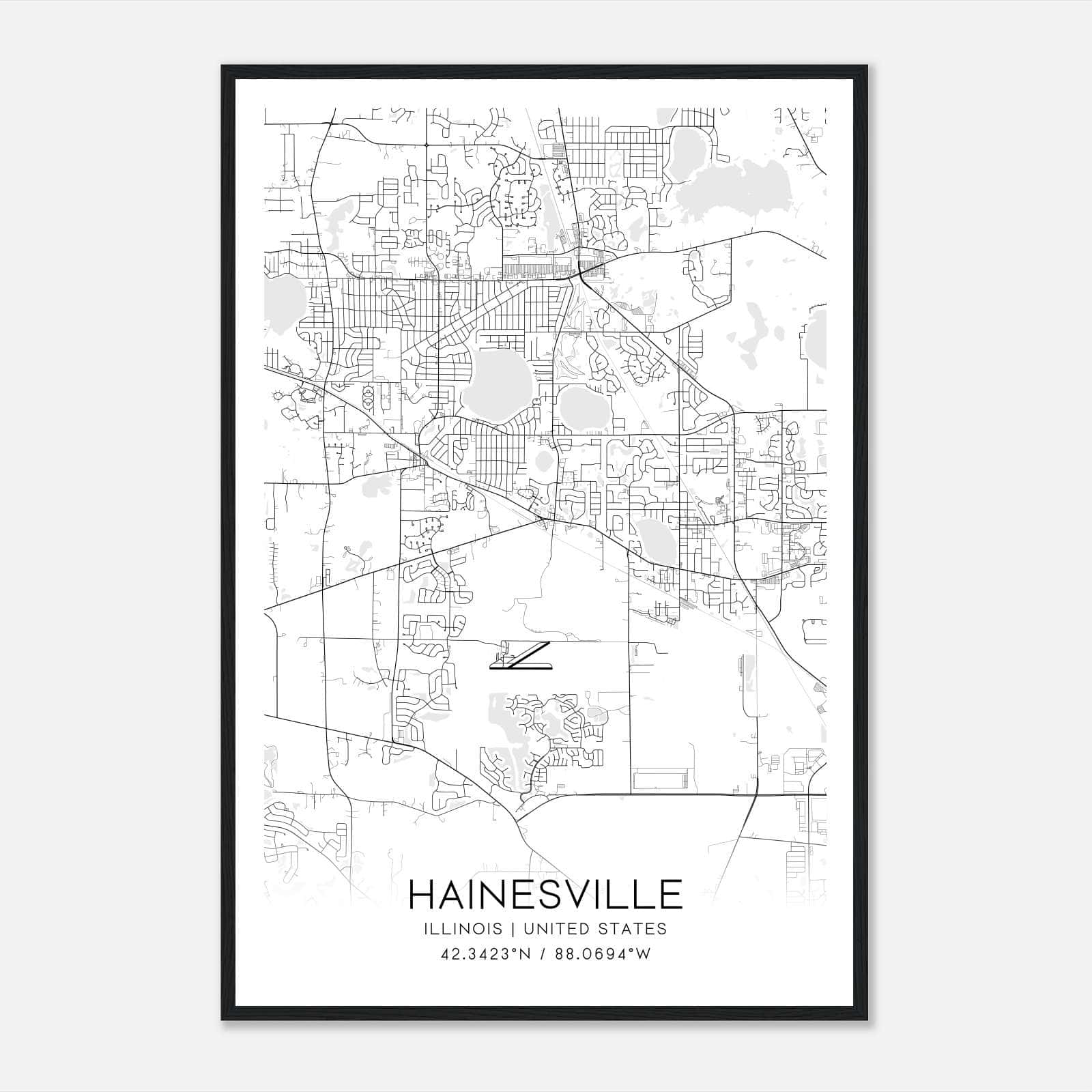 Hainesville Illinois Map Poster, Modern Home Decor Wall Art Print Hainesville Illinois Map Poster, Modern Home Decor Wall Art Print