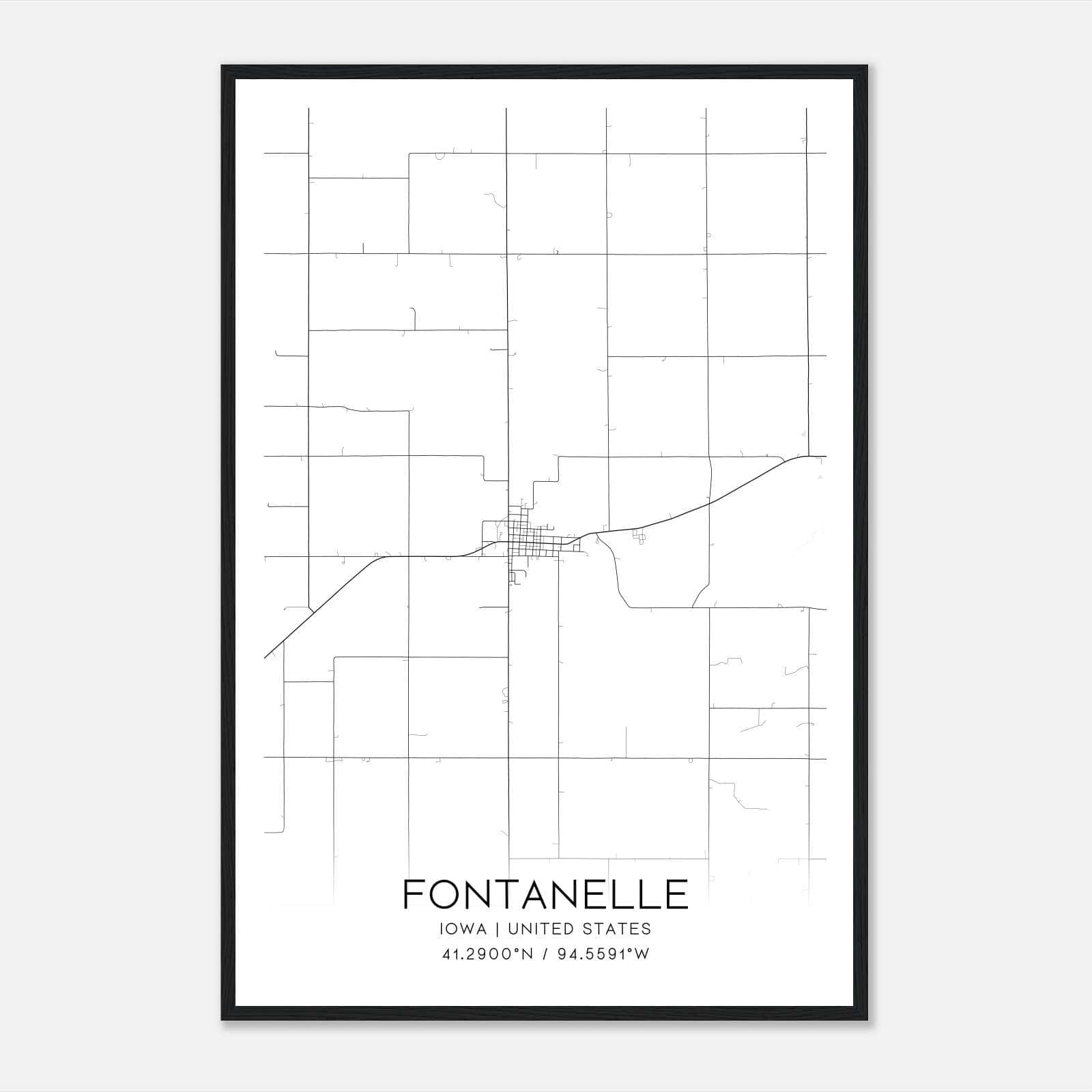 Fontanelle Iowa Map Poster, Modern Home Decor Wall Art Print Fontanelle Iowa Map Poster, Modern Home Decor Wall Art Print