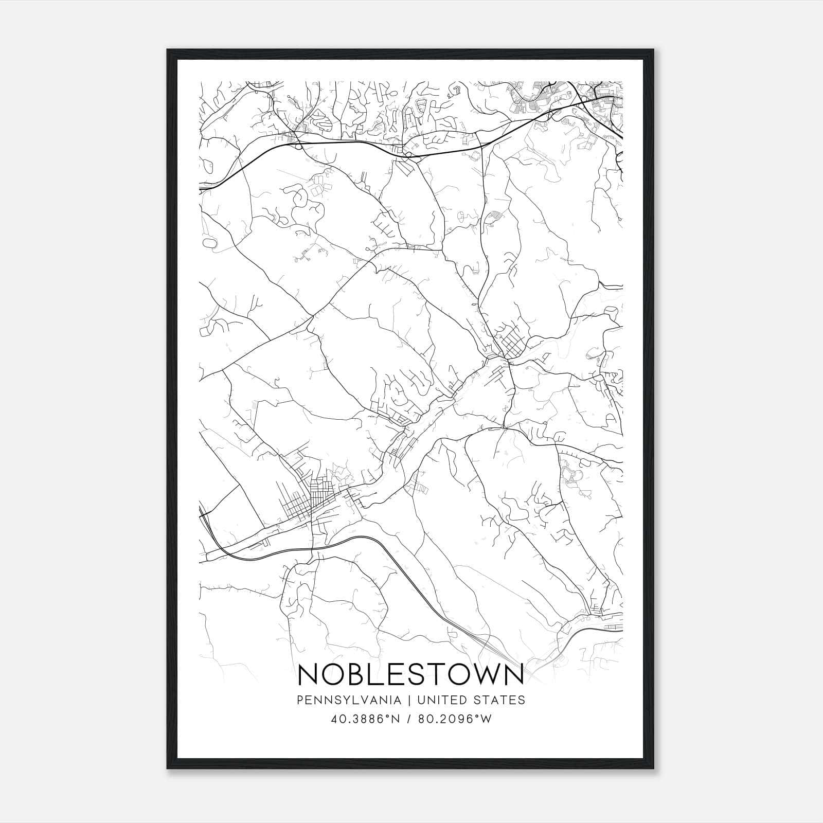 Noblestown Pennsylvania Map Poster, Modern Home Decor Wall Art Print Noblestown Pennsylvania Map Poster, Modern Home Decor Wall Art Print
