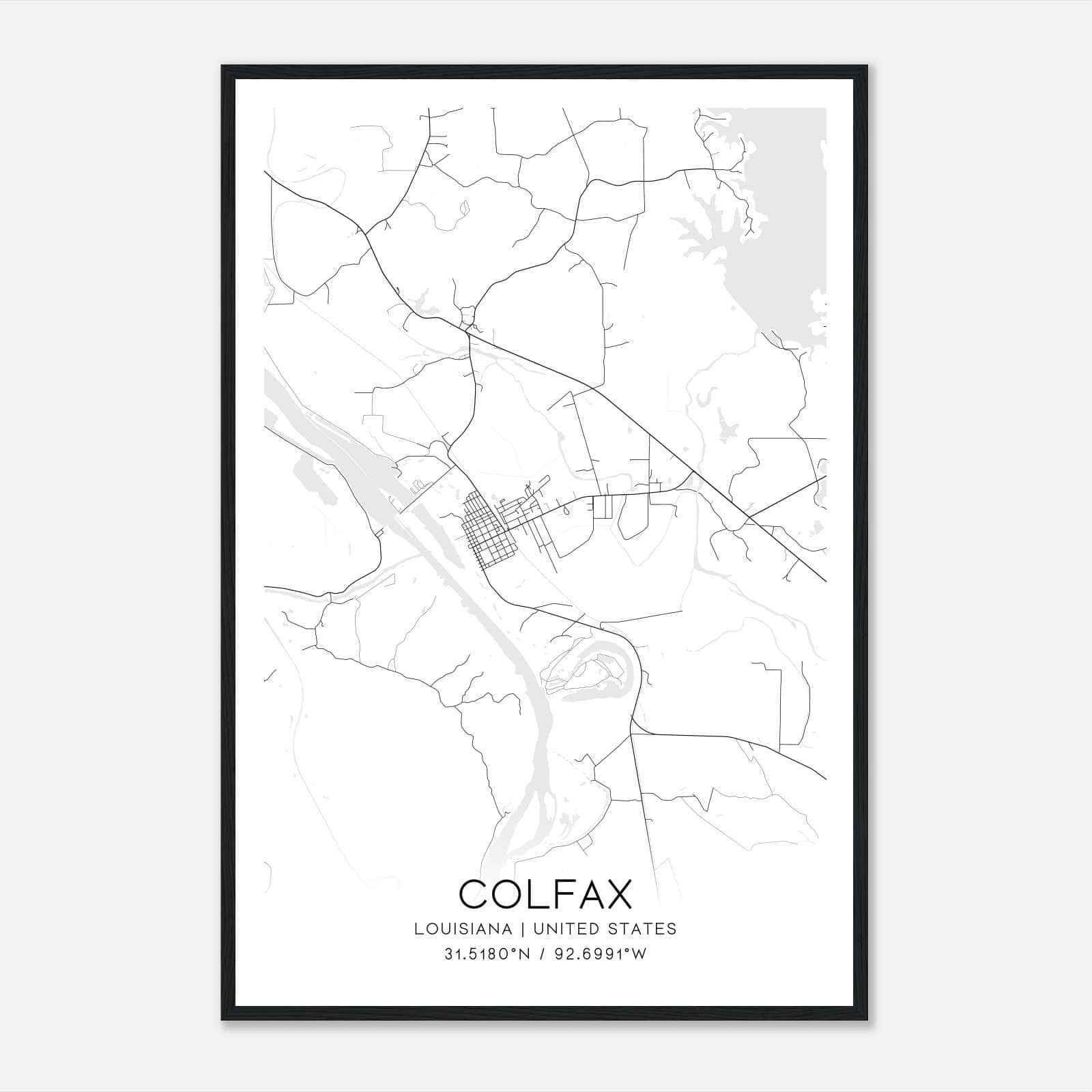 Colfax Louisiana Map Poster, Modern Home Decor Wall Art Print Colfax Louisiana Map Poster, Modern Home Decor Wall Art Print