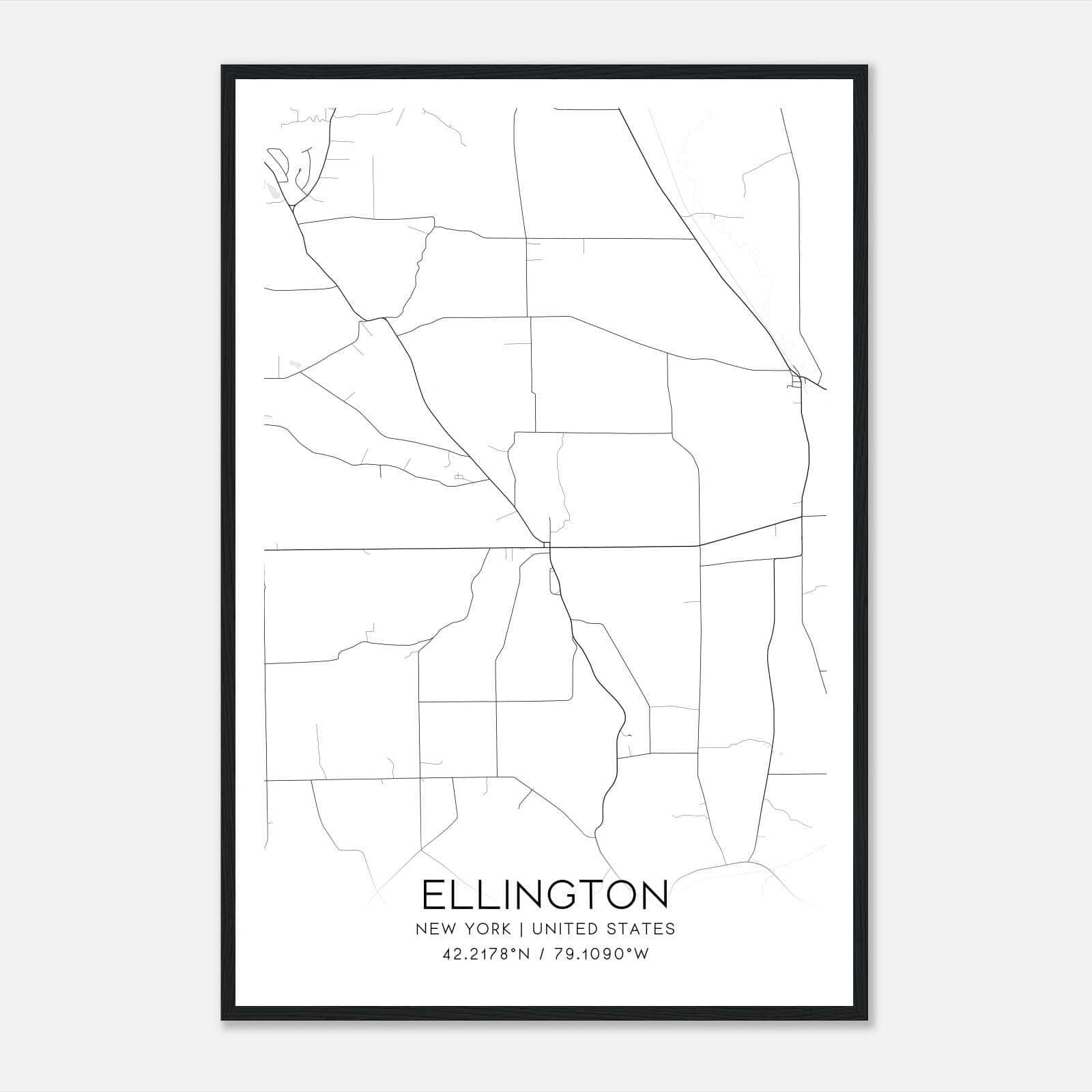Ellington New York Map Poster, Modern Home Decor Wall Art Print Ellington New York Map Poster, Modern Home Decor Wall Art Print