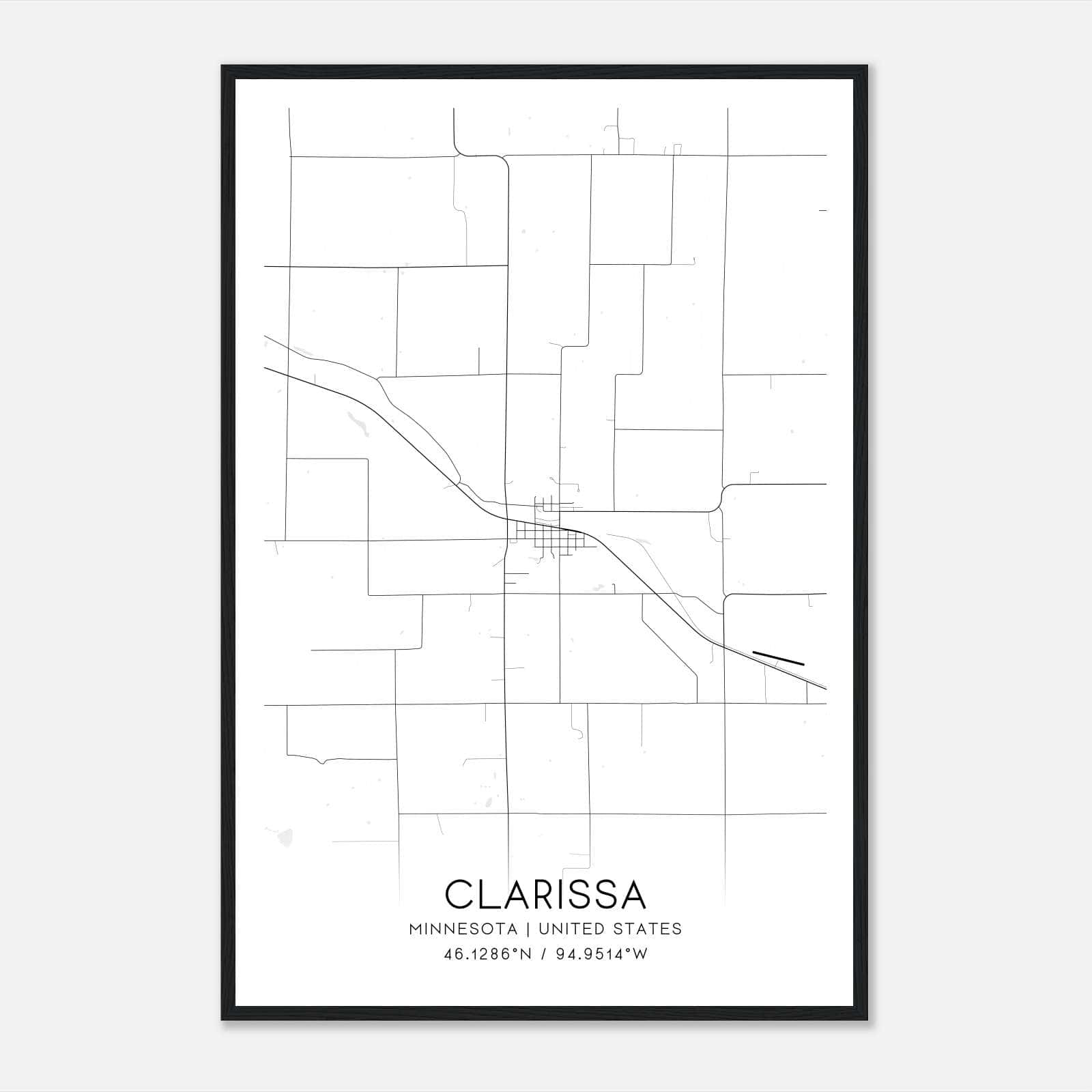Clarissa Minnesota Map Poster, Modern Home Decor Wall Art Print Clarissa Minnesota Map Poster, Modern Home Decor Wall Art Print