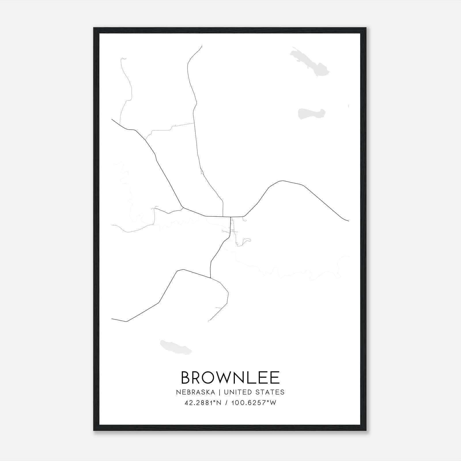 Brownlee Nebraska Map Poster, Modern Home Decor Wall Art Print Brownlee Nebraska Map Poster, Modern Home Decor Wall Art Print