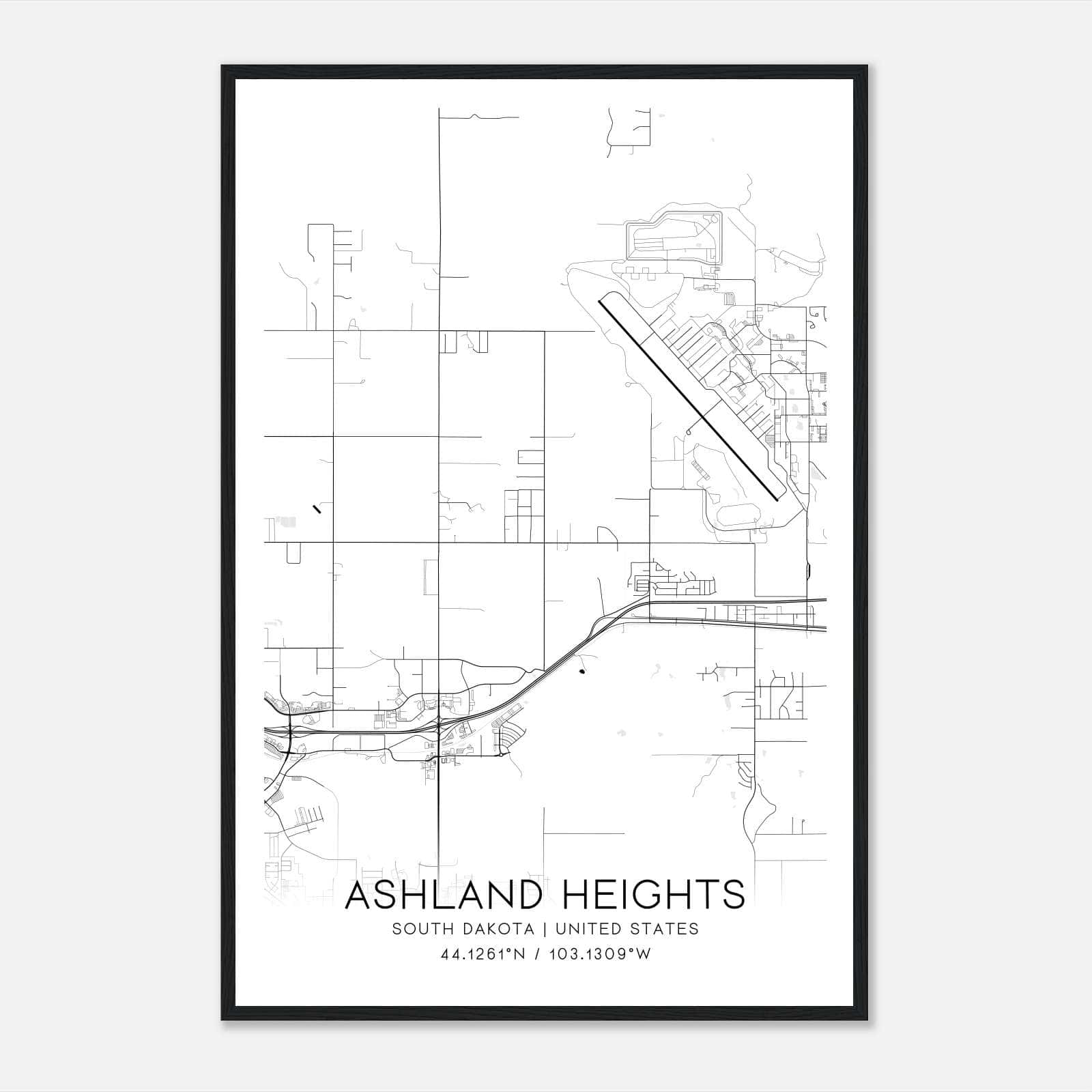 Ashland Heights South Dakota Map Poster, Modern Home Decor Wall Art Print Ashland Heights South Dakota Map Poster, Modern Home Decor Wall Art Print