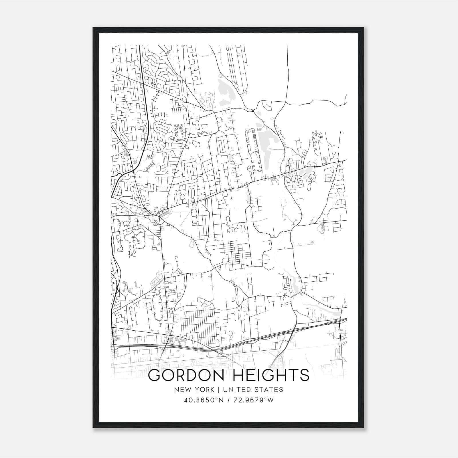 Gordon Heights New York Map Poster, Modern Home Decor Wall Art Print Gordon Heights New York Map Poster, Modern Home Decor Wall Art Print