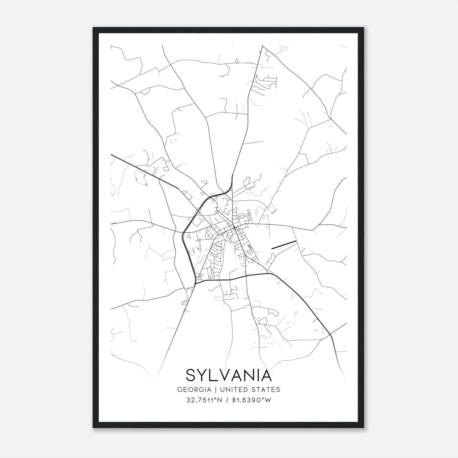 Sylvania Georgia Map Poster, Modern Home Decor Wall Art Print Sylvania Georgia Map Poster, Modern Home Decor Wall Art Print