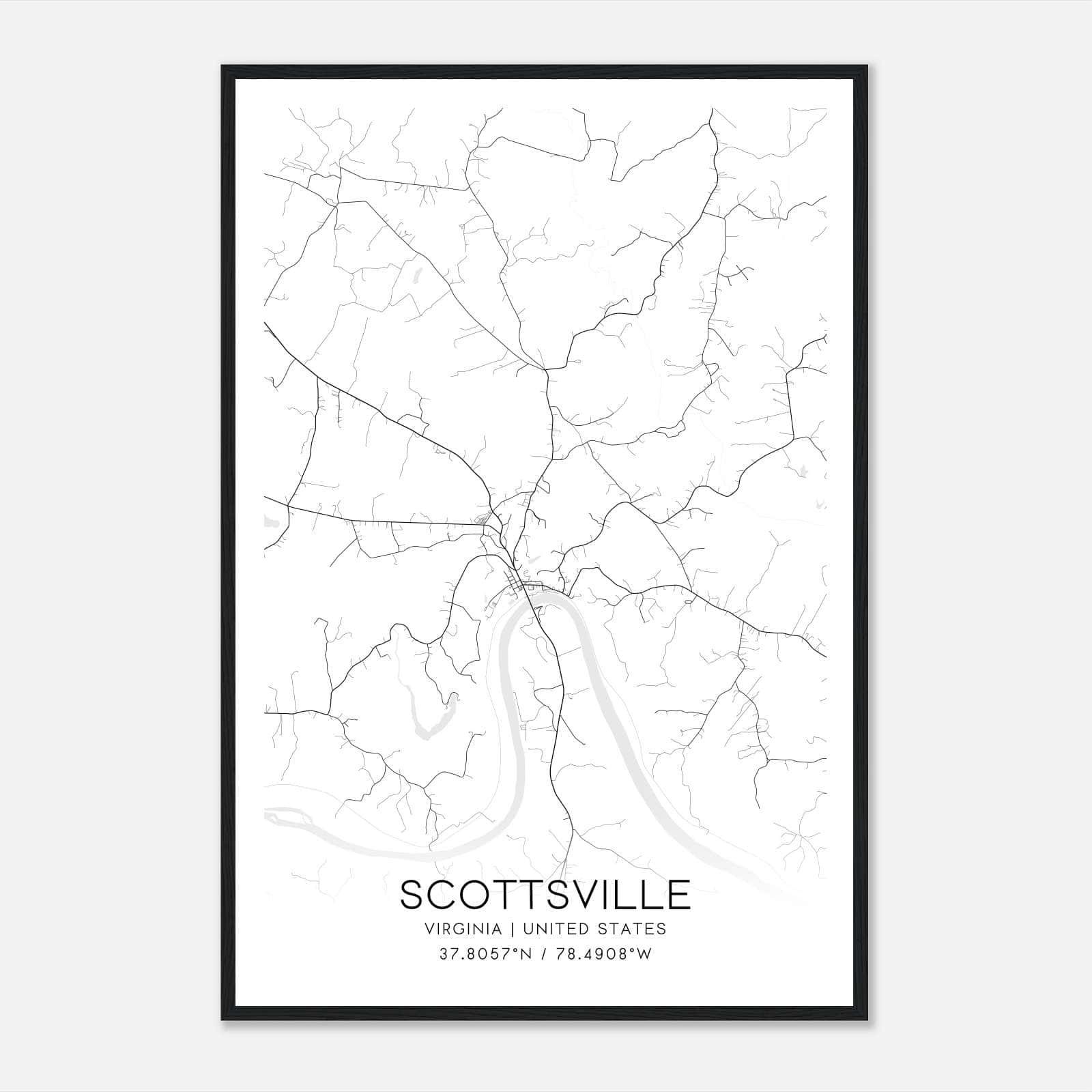 Scottsville Virginia Map Poster, Modern Home Decor Wall Art Print Scottsville Virginia Map Poster, Modern Home Decor Wall Art Print