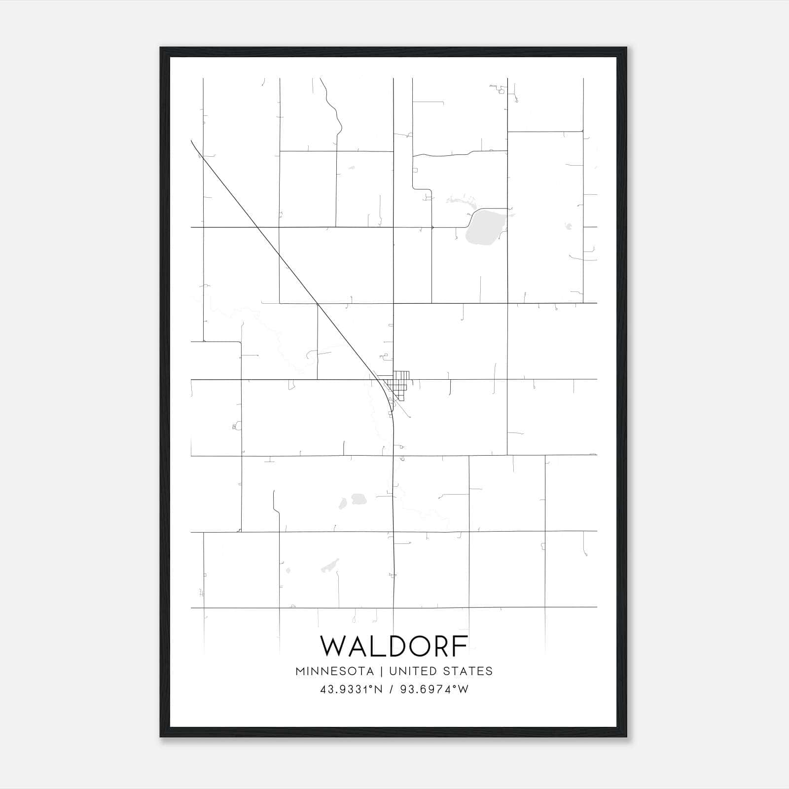 Waldorf Minnesota Map Poster, Modern Home Decor Wall Art Print Waldorf Minnesota Map Poster, Modern Home Decor Wall Art Print