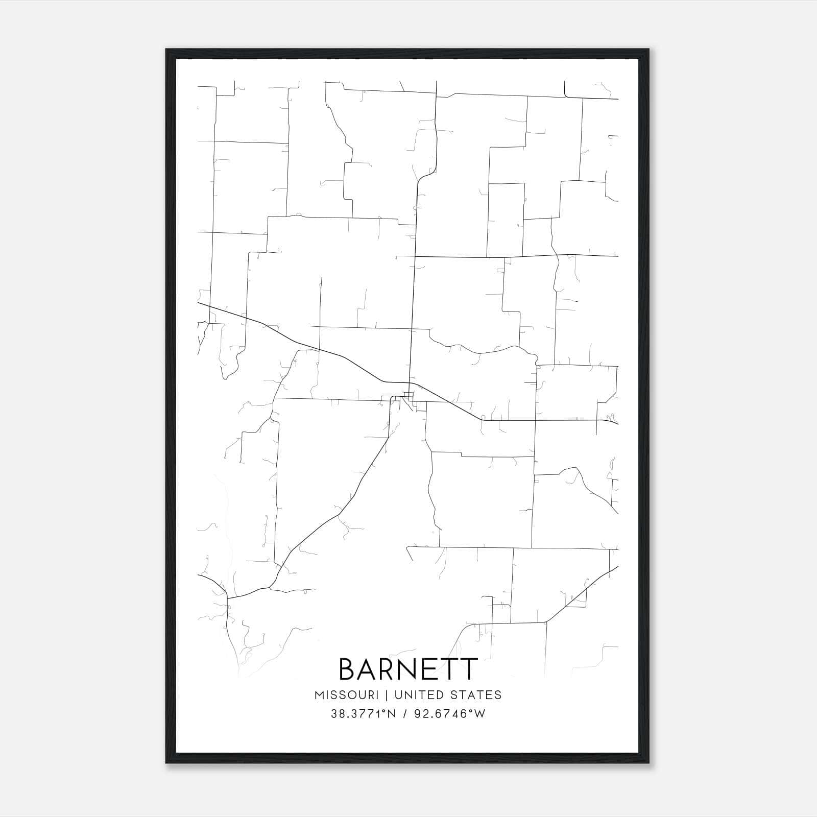 Barnett Missouri Map Poster, Modern Home Decor Wall Art Print Barnett Missouri Map Poster, Modern Home Decor Wall Art Print