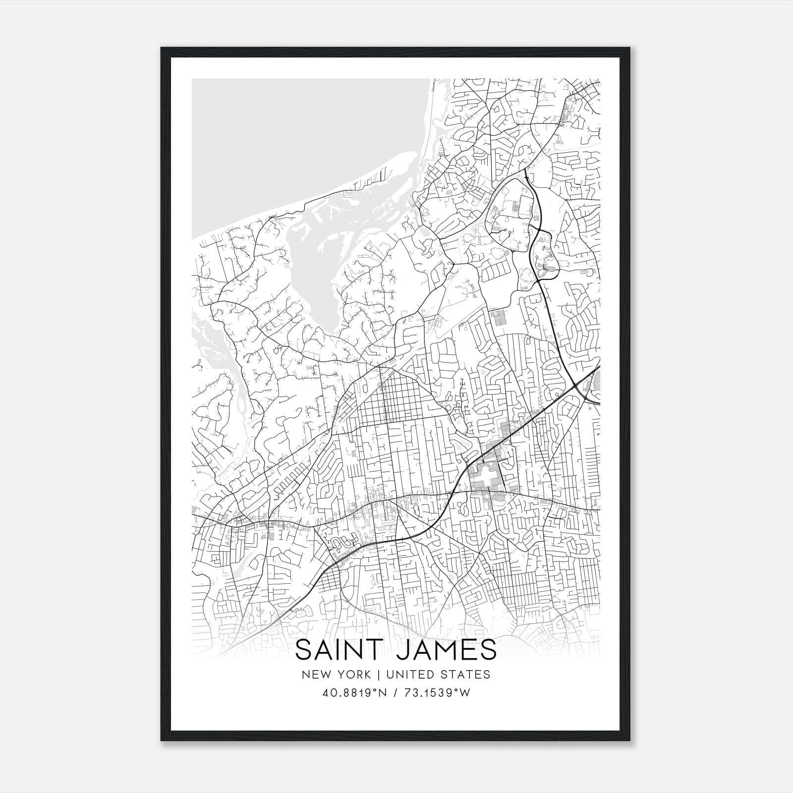 Saint James New York Map Poster, Modern Home Decor Wall Art Print Saint James New York Map Poster, Modern Home Decor Wall Art Print