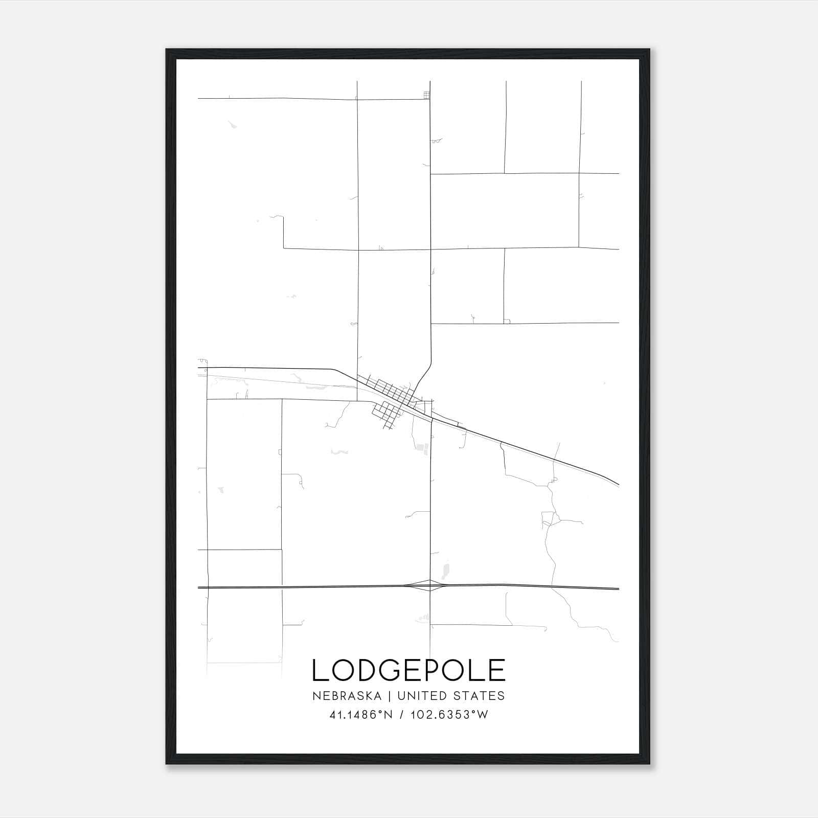 Lodgepole Nebraska Map Poster, Modern Home Decor Wall Art Print Lodgepole Nebraska Map Poster, Modern Home Decor Wall Art Print