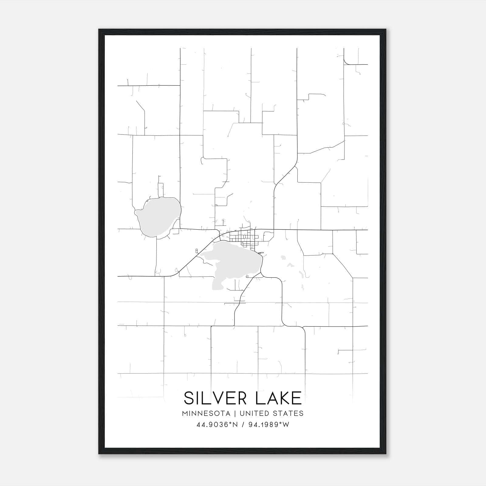 Silver Lake Minnesota Map Poster, Modern Home Decor Wall Art Print Silver Lake Minnesota Map Poster, Modern Home Decor Wall Art Print
