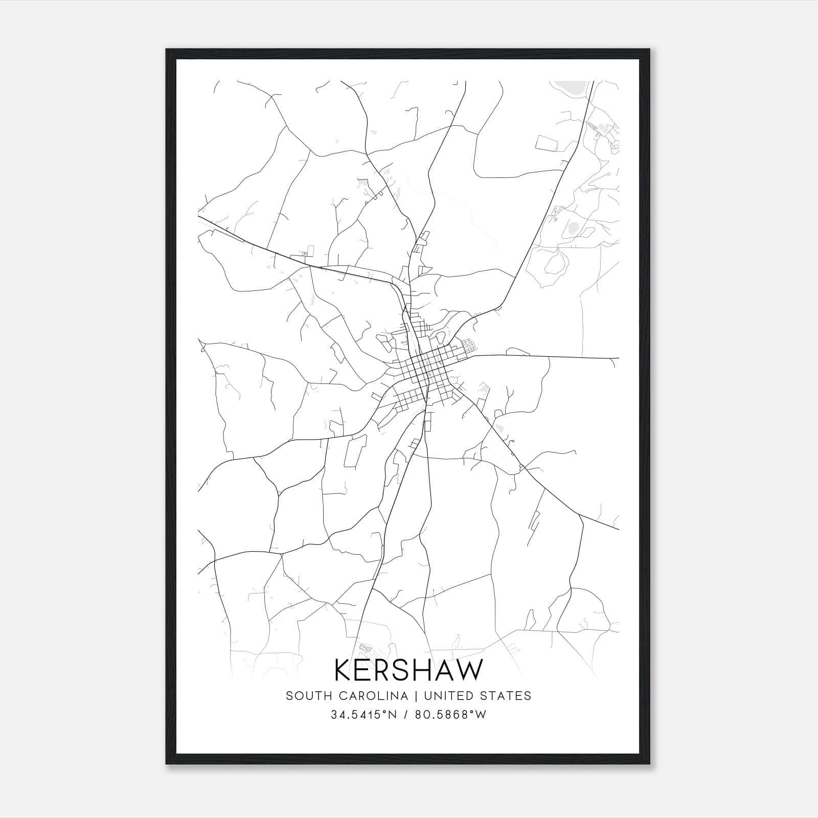 Kershaw South Carolina Map Poster, Modern Home Decor Wall Art Print Kershaw South Carolina Map Poster, Modern Home Decor Wall Art Print