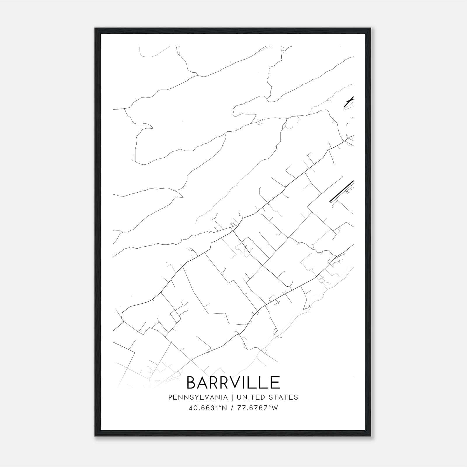 Barrville Pennsylvania Map Poster, Modern Home Decor Wall Art Print Barrville Pennsylvania Map Poster, Modern Home Decor Wall Art Print
