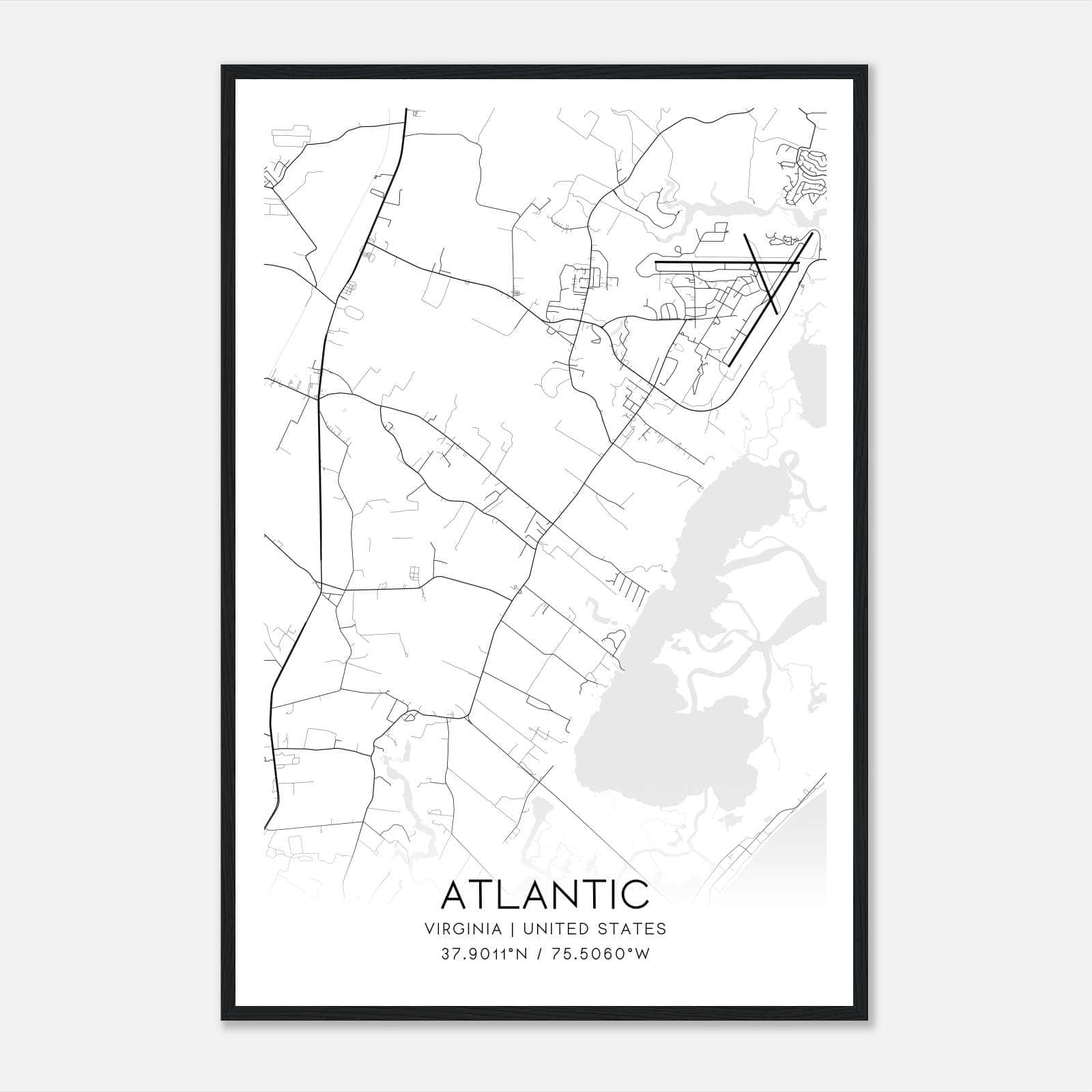 Atlantic Virginia Map Poster, Modern Home Decor Wall Art Print Atlantic Virginia Map Poster, Modern Home Decor Wall Art Print
