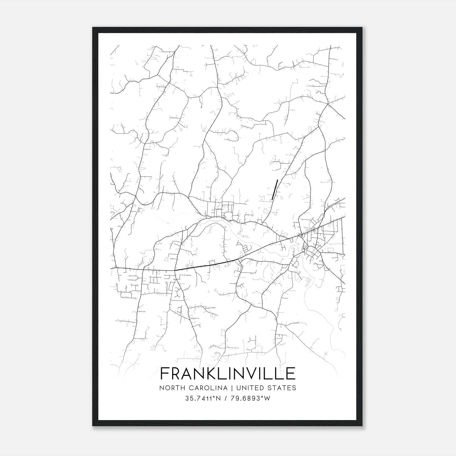 Franklinville North Carolina Map Poster, Modern Home Decor Wall Art Print Franklinville North Carolina Map Poster, Modern Home Decor Wall Art Print