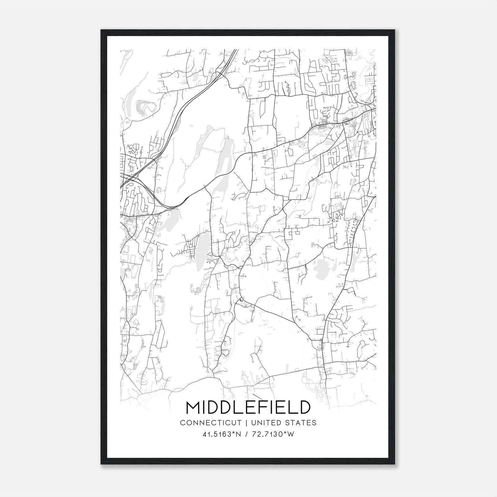 Middlefield Connecticut Map Poster, Modern Home Decor Wall Art Print Middlefield Connecticut Map Poster, Modern Home Decor Wall Art Print