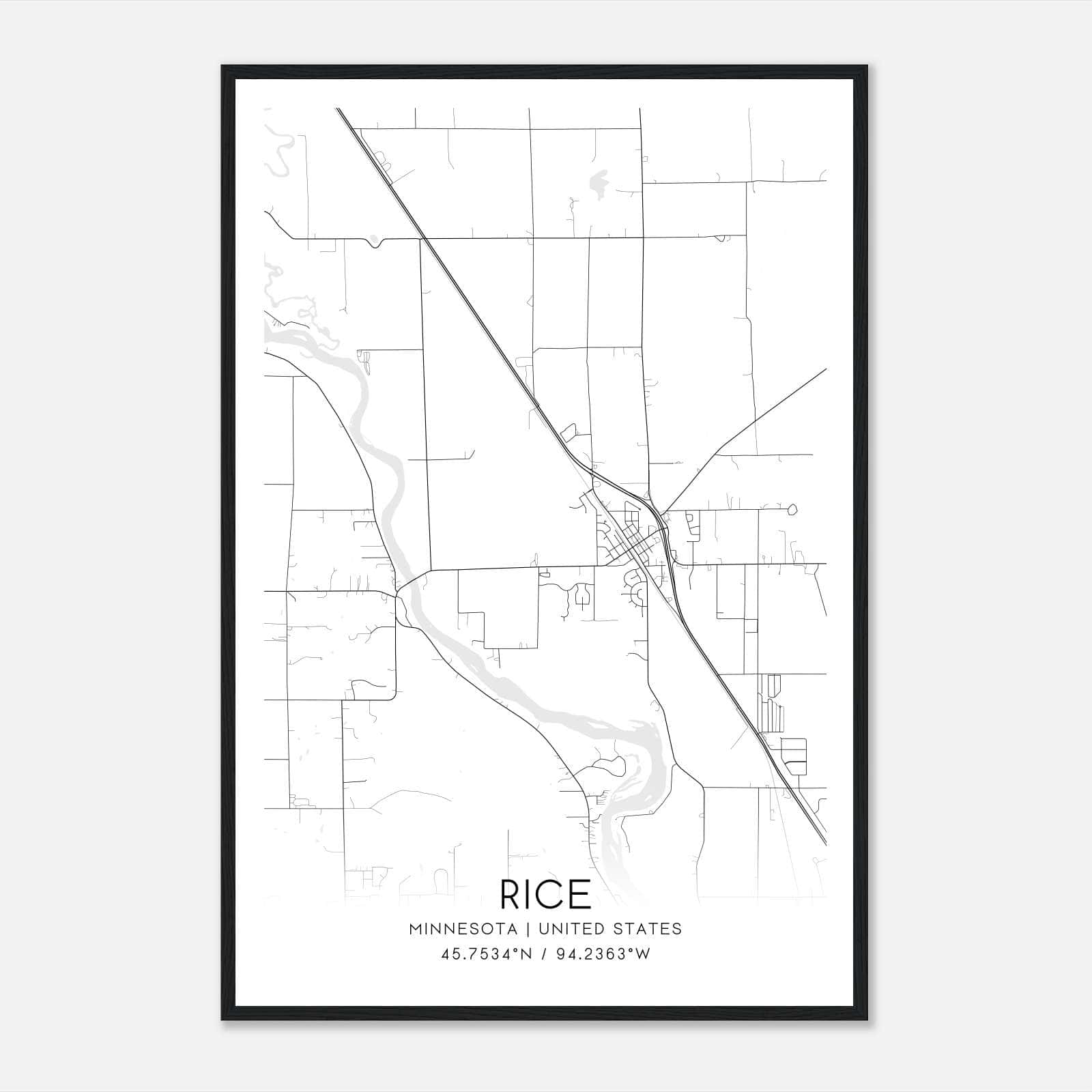Rice Minnesota Map Poster, Modern Home Decor Wall Art Print Rice Minnesota Map Poster, Modern Home Decor Wall Art Print