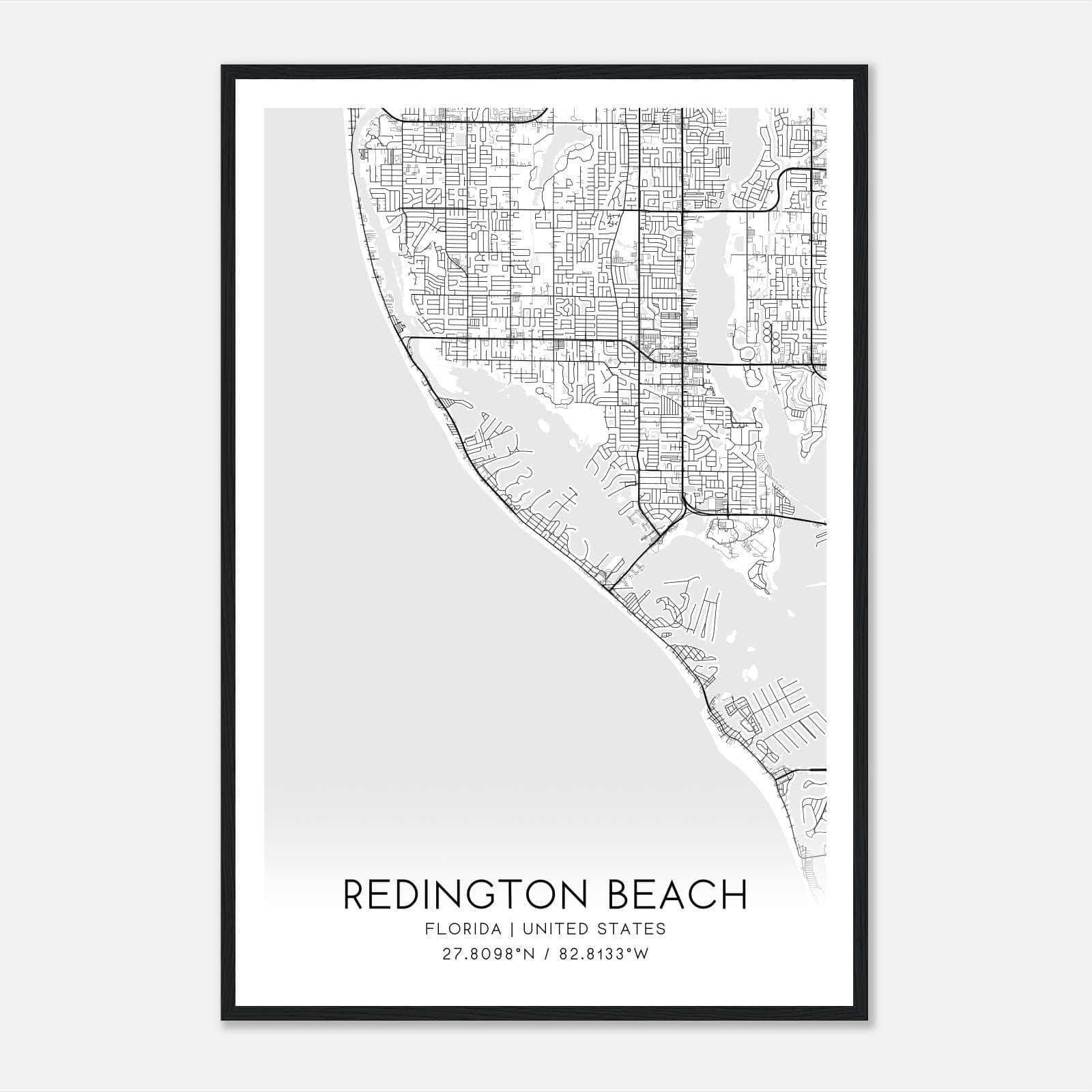 Redington Beach Florida Map Poster, Modern Home Decor Wall Art Print Redington Beach Florida Map Poster, Modern Home Decor Wall Art Print