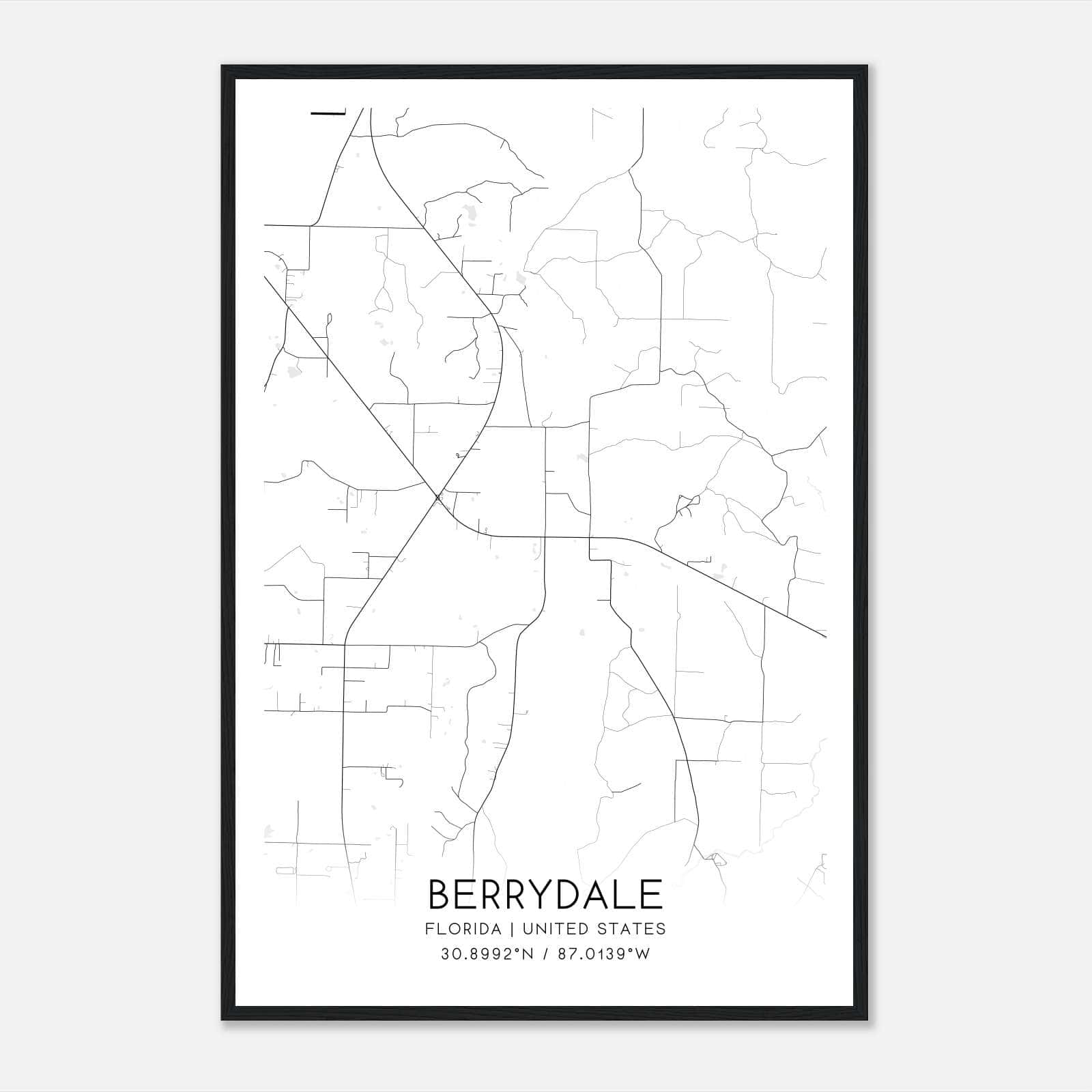 Berrydale Florida Map Poster, Modern Home Decor Wall Art Print Berrydale Florida Map Poster, Modern Home Decor Wall Art Print