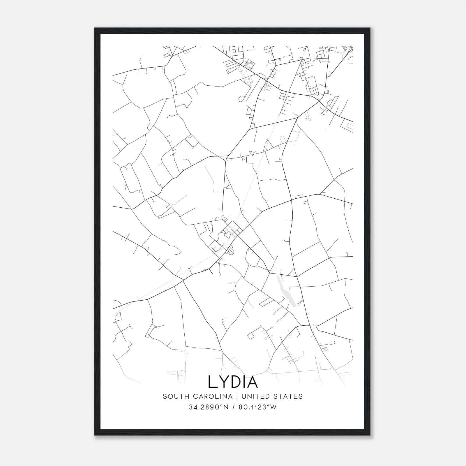 Lydia South Carolina Map Poster, Modern Home Decor Wall Art Print Lydia South Carolina Map Poster, Modern Home Decor Wall Art Print