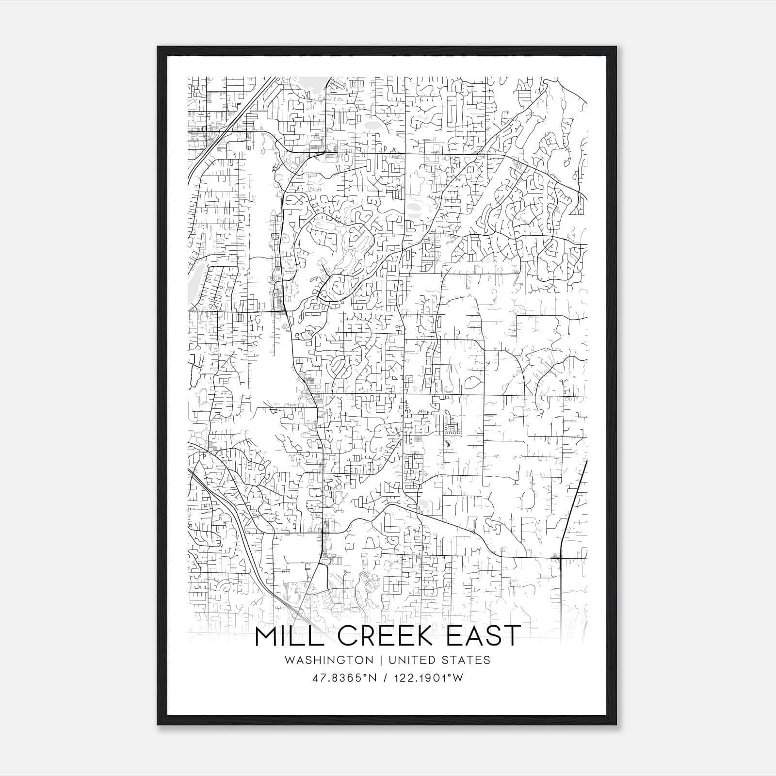 Mill Creek East Washington Map Poster, Modern Home Decor Wall Art Print Mill Creek East Washington Map Poster, Modern Home Decor Wall Art Print