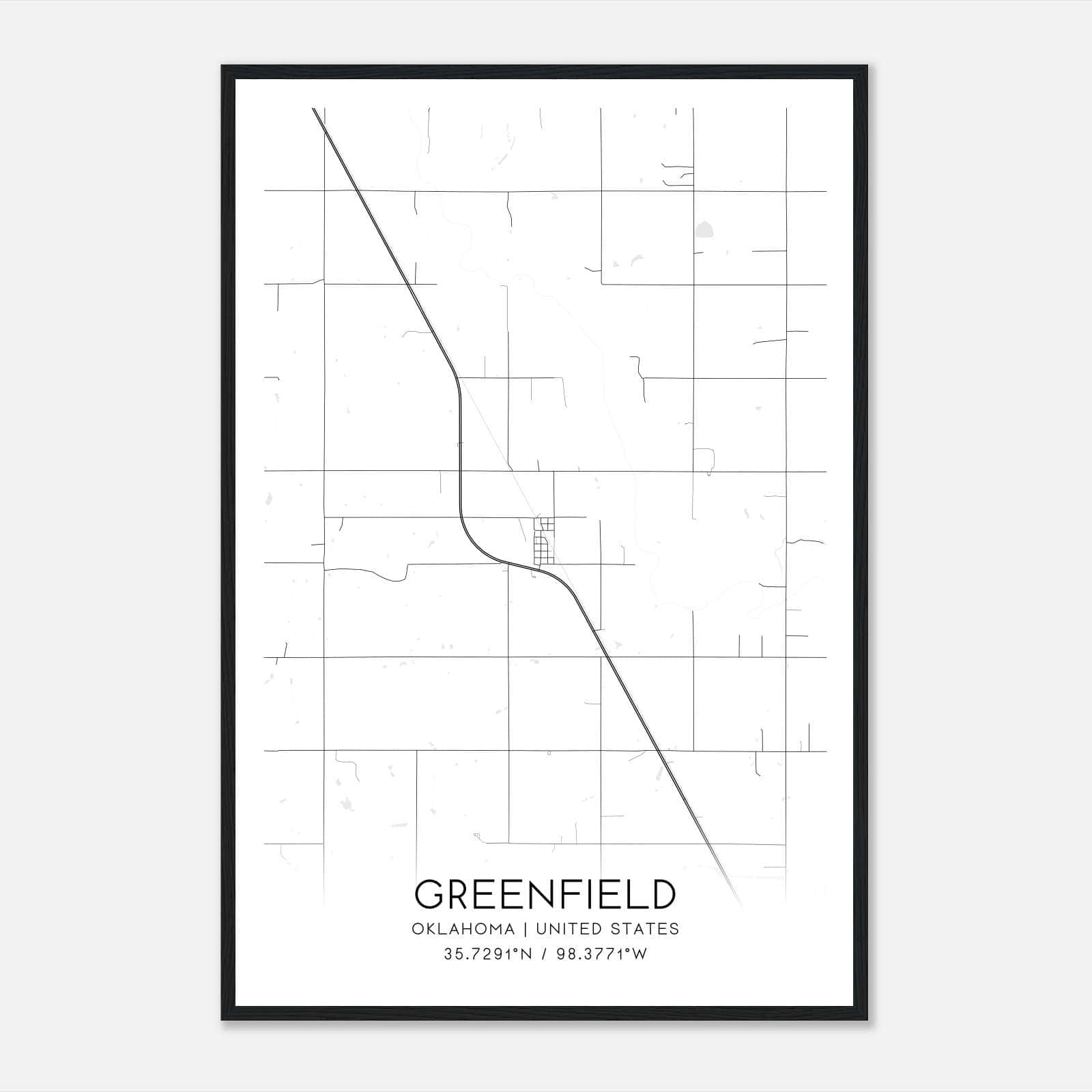 Greenfield Oklahoma Map Poster, Modern Home Decor Wall Art Print Greenfield Oklahoma Map Poster, Modern Home Decor Wall Art Print