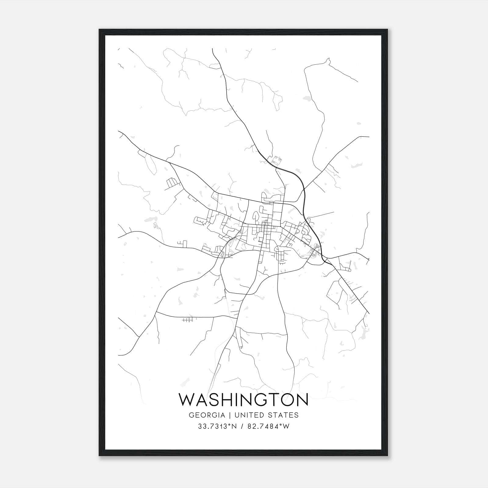 Washington Georgia Map Poster, Modern Home Decor Wall Art Print Washington Georgia Map Poster, Modern Home Decor Wall Art Print