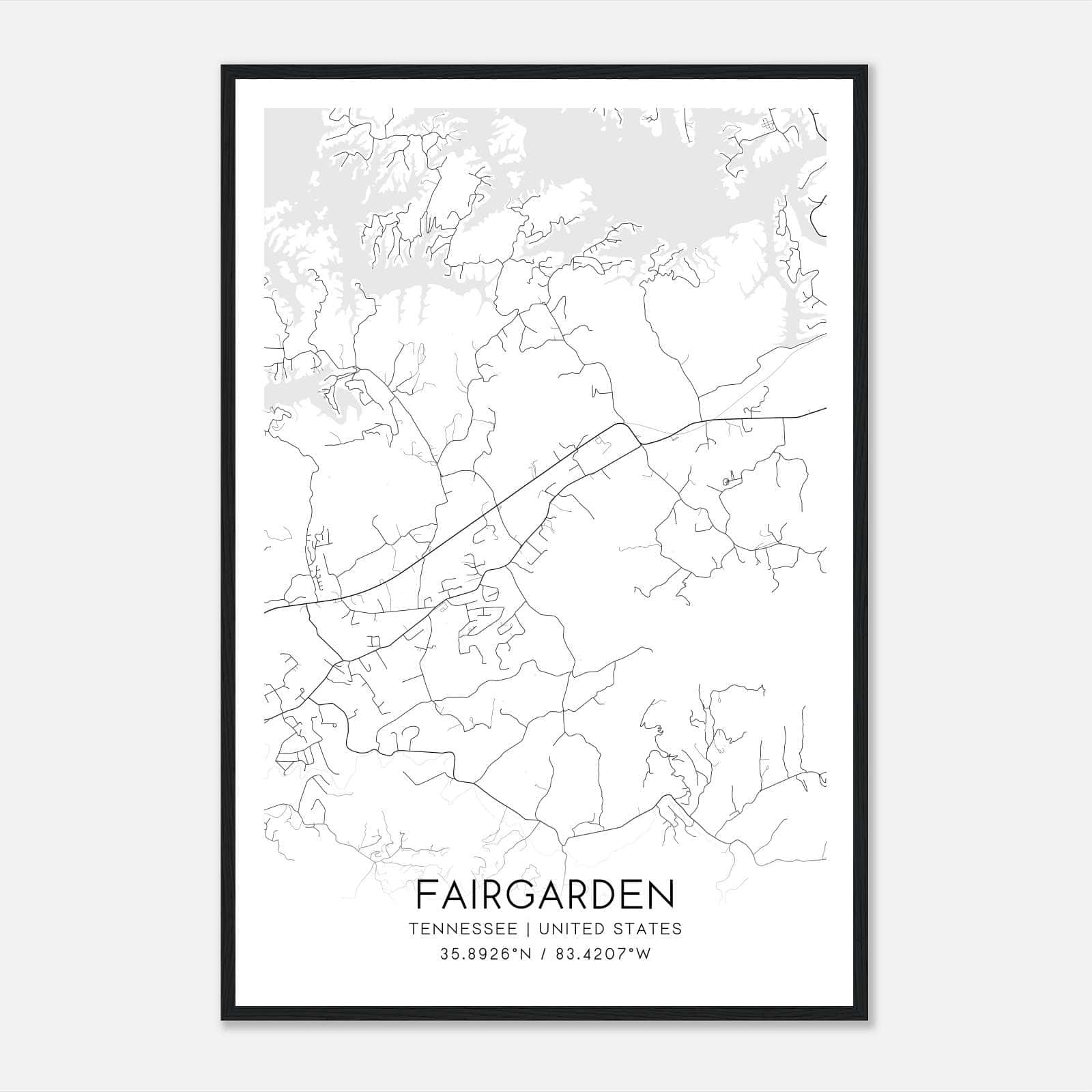 Fairgarden Tennessee Map Poster, Modern Home Decor Wall Art Print Fairgarden Tennessee Map Poster, Modern Home Decor Wall Art Print
