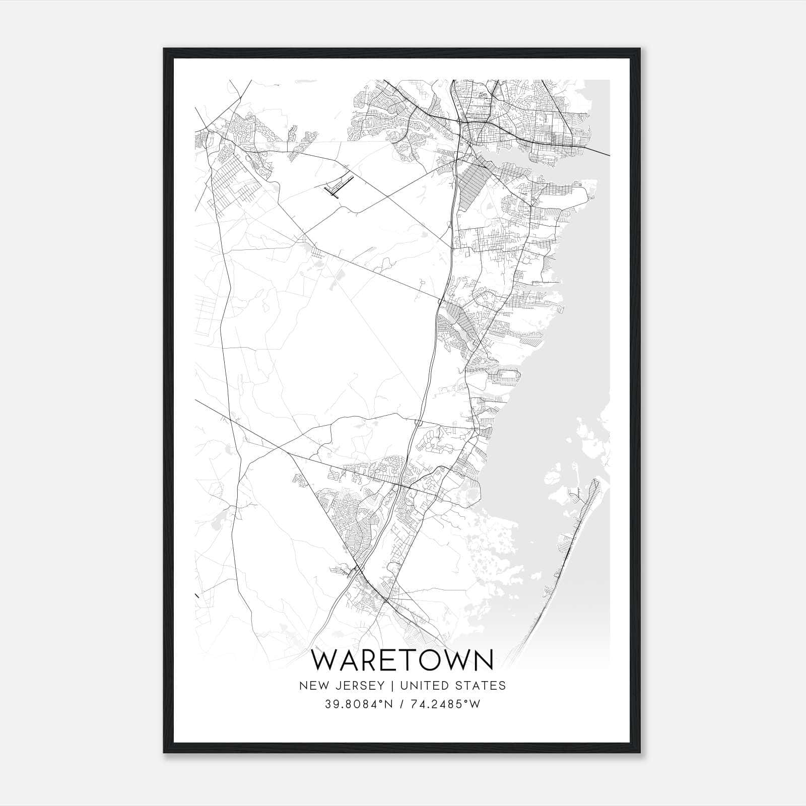Waretown New Jersey Map Poster, Modern Home Decor Wall Art Print Waretown New Jersey Map Poster, Modern Home Decor Wall Art Print