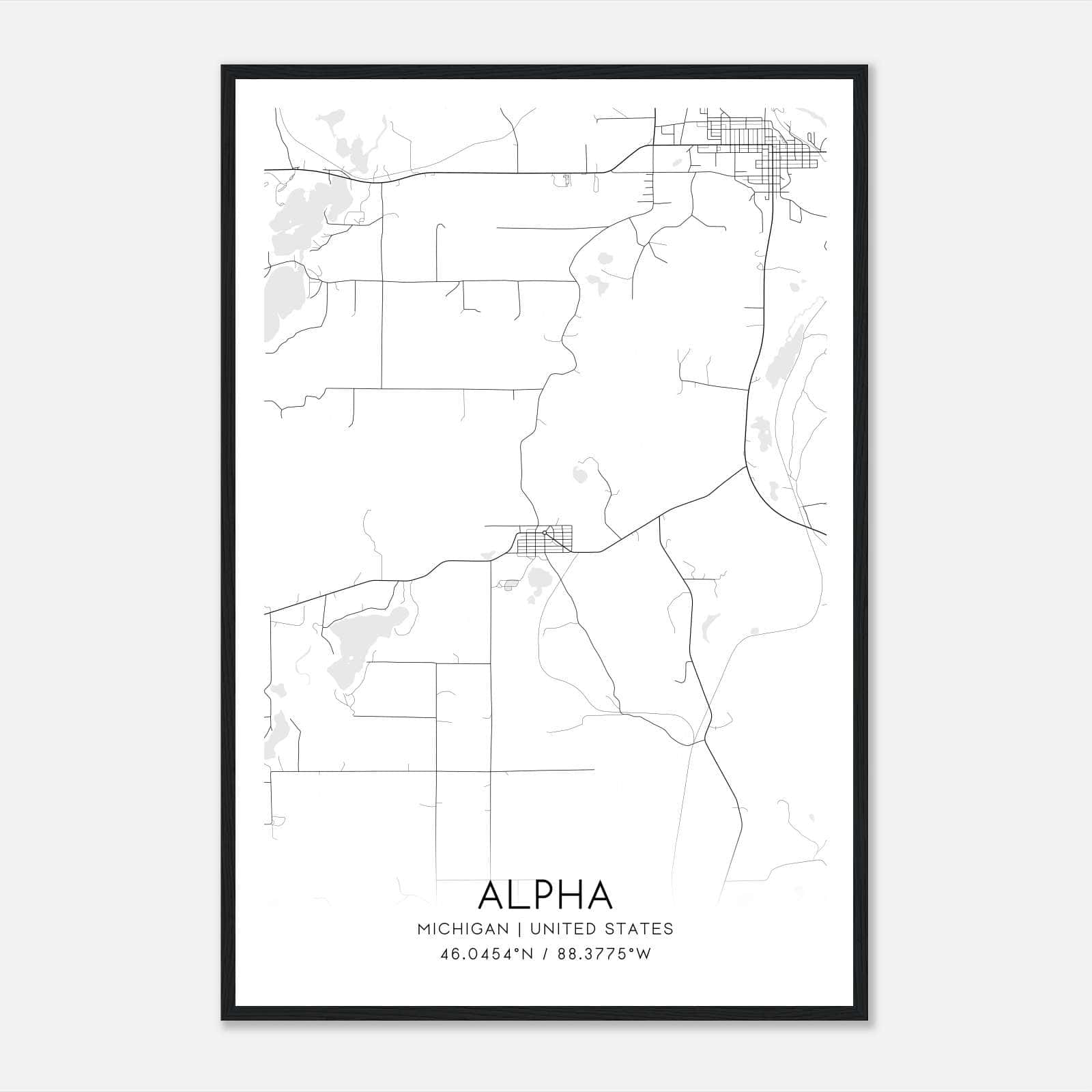 Alpha Michigan Map Poster, Modern Home Decor Wall Art Print Alpha Michigan Map Poster, Modern Home Decor Wall Art Print